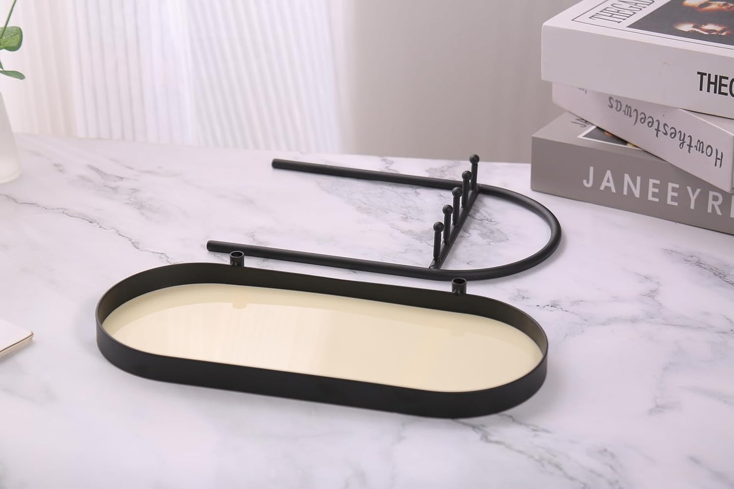 Metal Jewelry Organizer Stand & Key Holder Tray / Matt Creamy