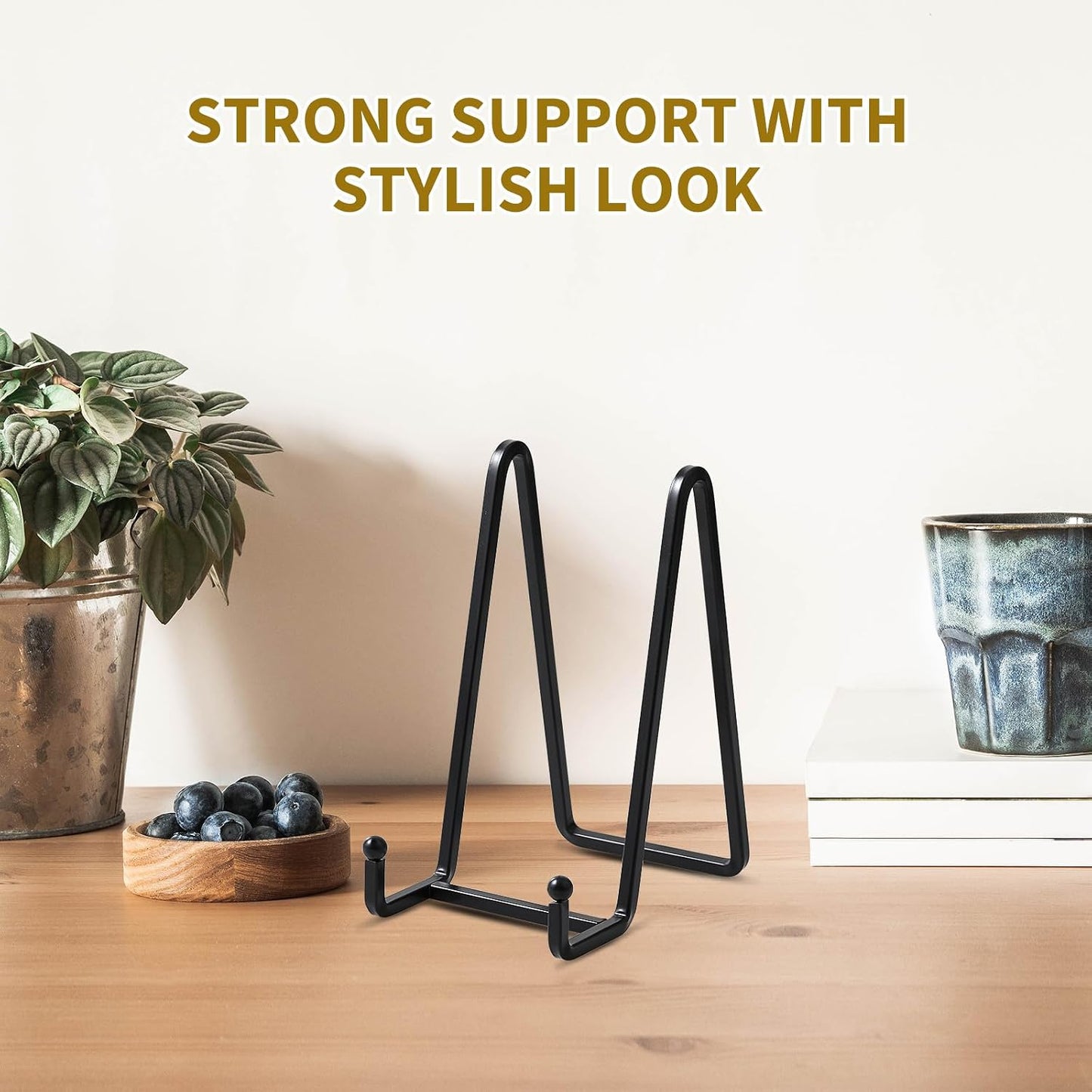 Metal Plate Stands for Display / 6 Inch / Black / Set of 2