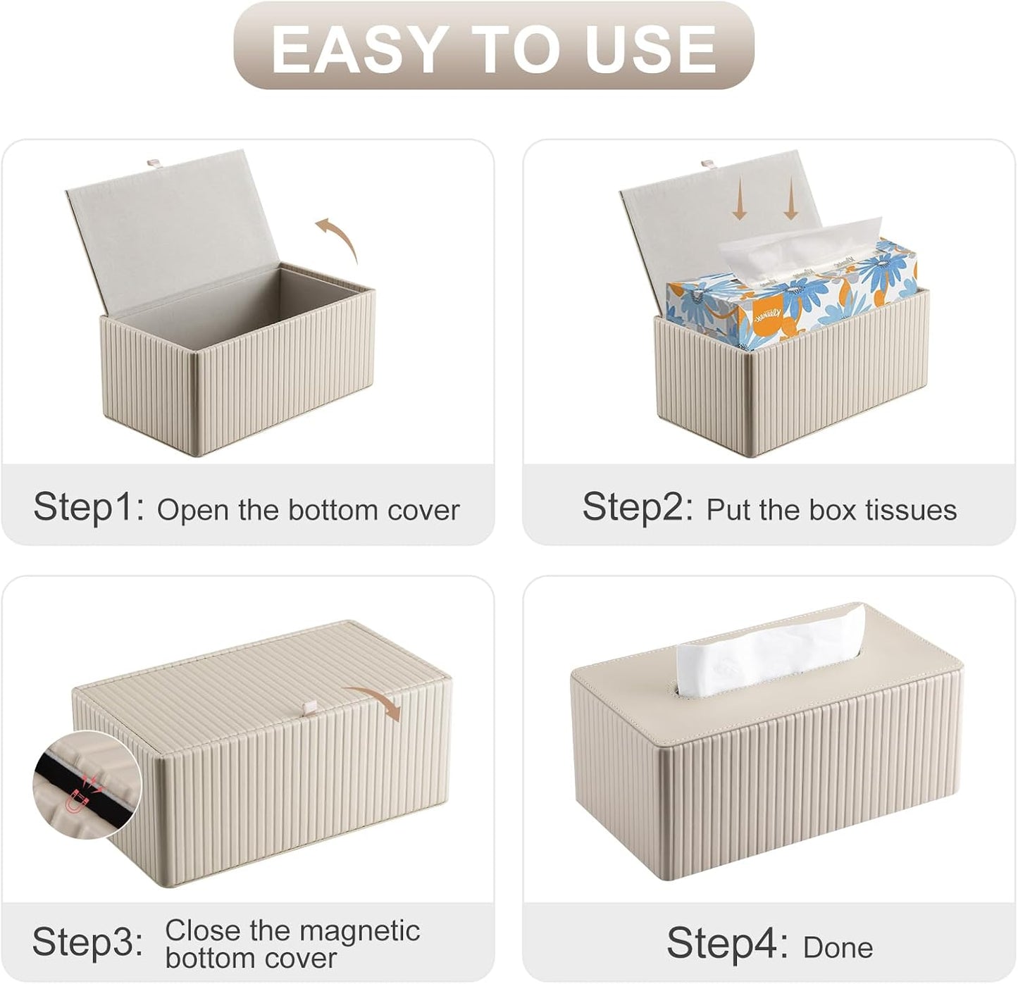 Napkin & Facial Tissue Holder / Beige Stripe