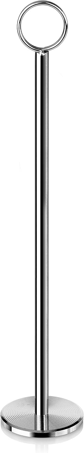 New Star Foodservice 23244 Steel Ring-Clip Table Number Holder/Number Stand/Place Card Holder, Set of 12, 12-Inch