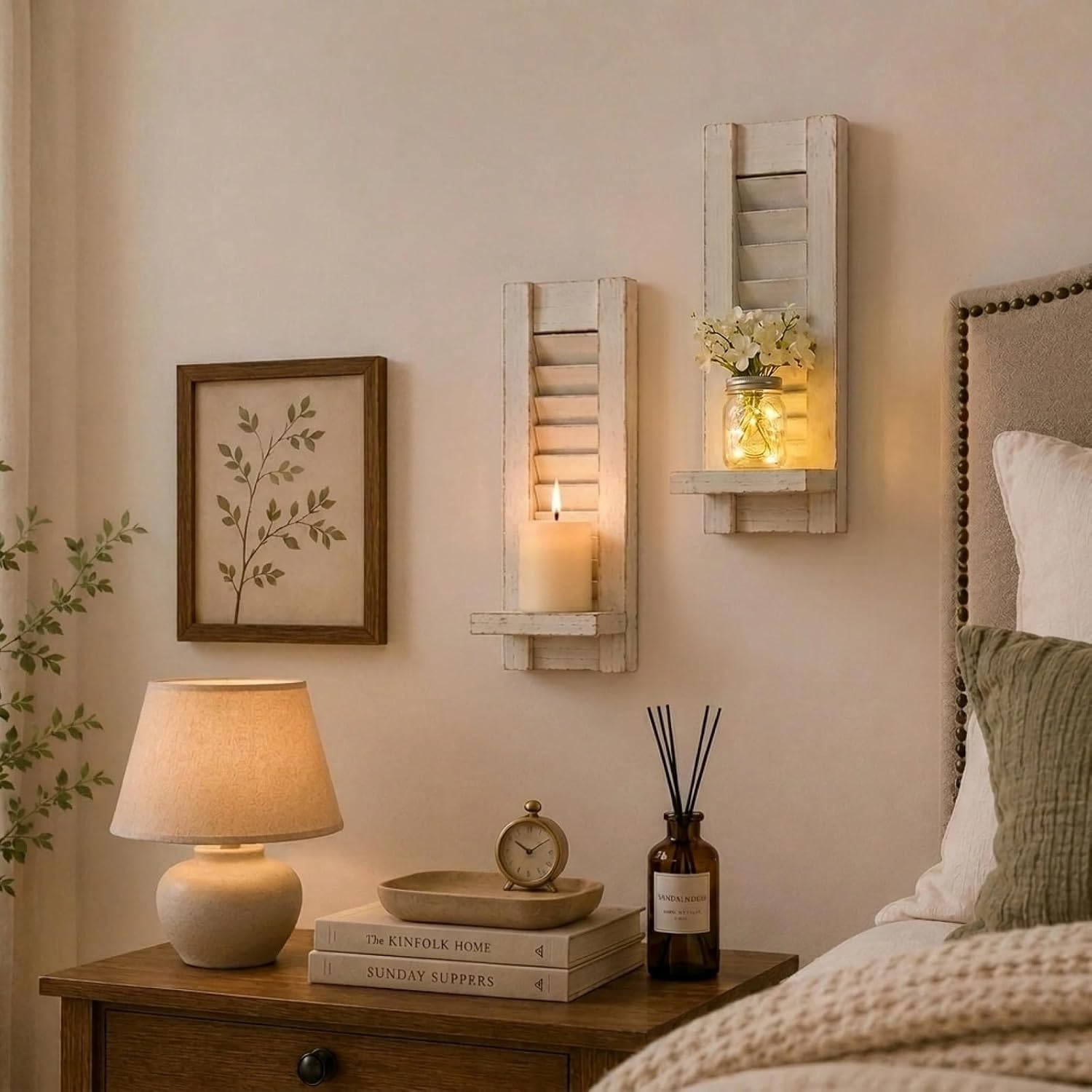 Farmhouse Wall Candle Holder / White / Set of 2