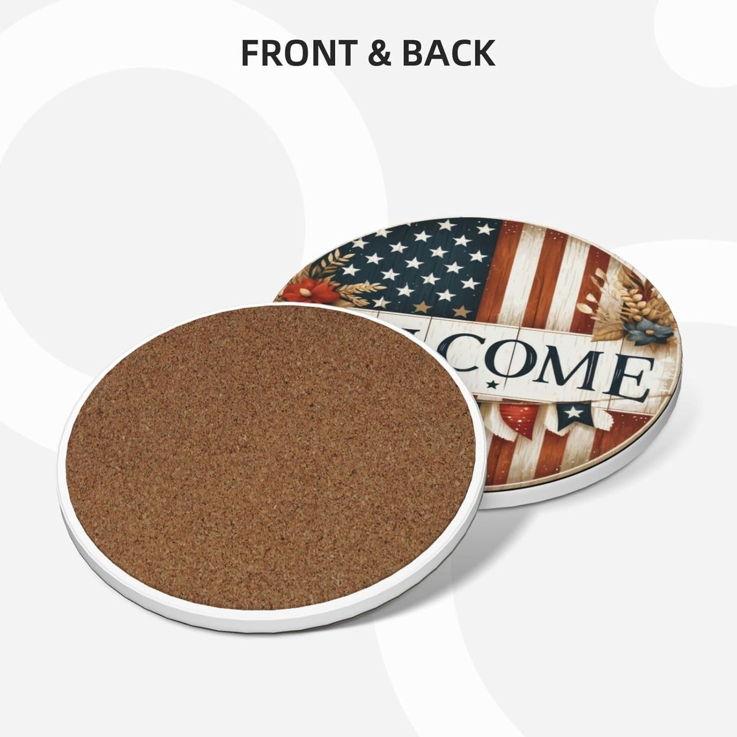 Holder / USA Flag Ceramic Drink Coaster / American Flag / Set of 6