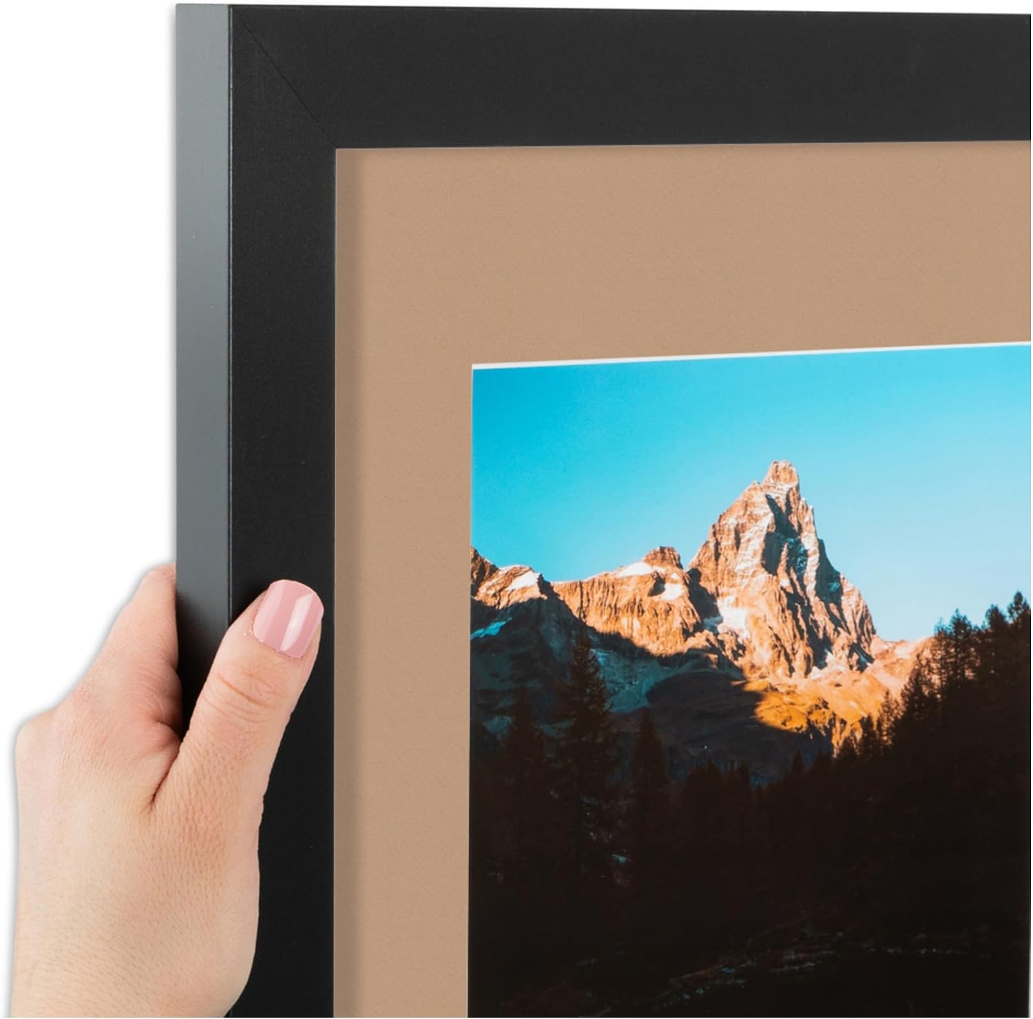 ArtToFrames Collage Picture Frame 3 Opening 3-5x7 Photo Frame | Made in USA | Black Frame Desert Sand and Black Mats