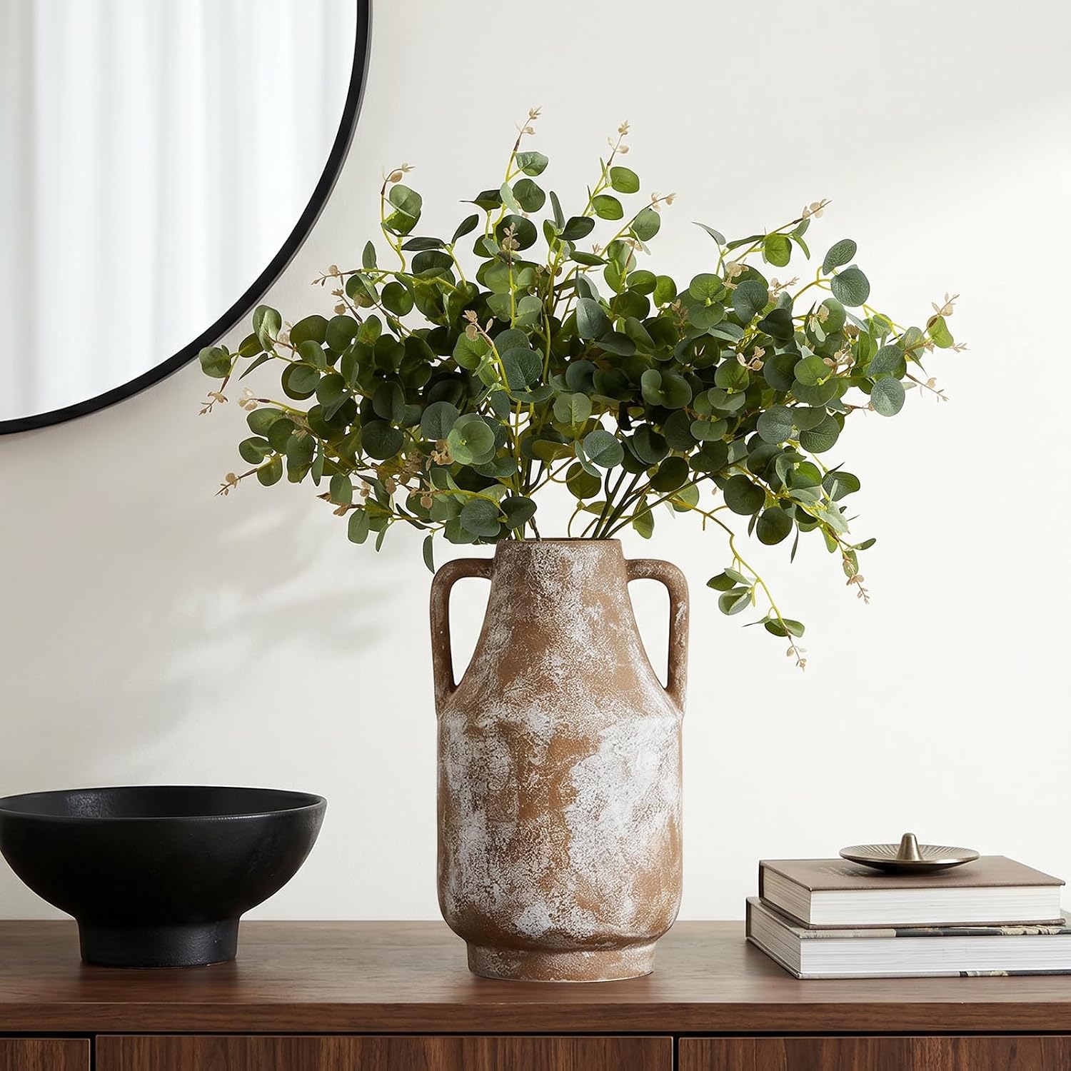 Ceramic Flower Vase / 1-terracotta/10.7 / 10.7 Inch