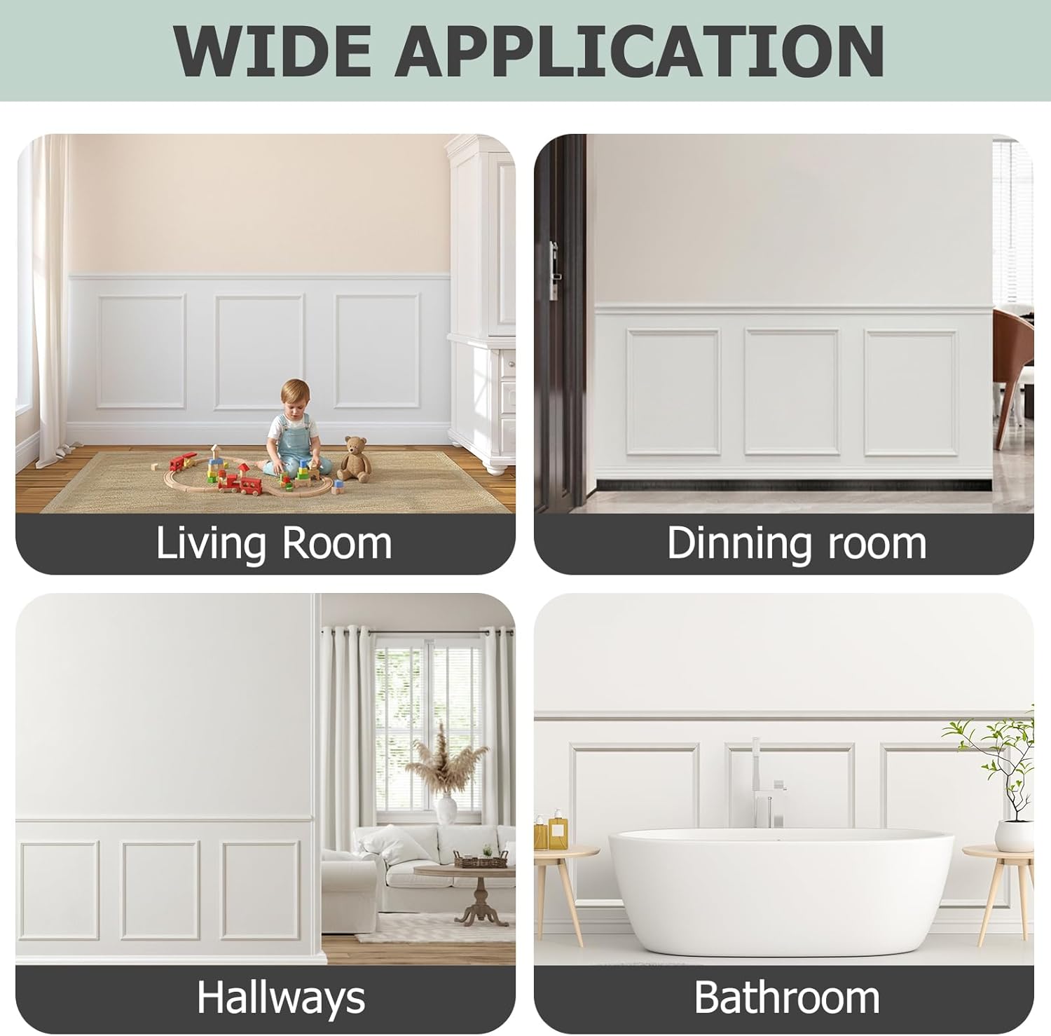 Wall Molding + Chair Rail Trim / 20 x 27 / + Trim Set / Set of 3