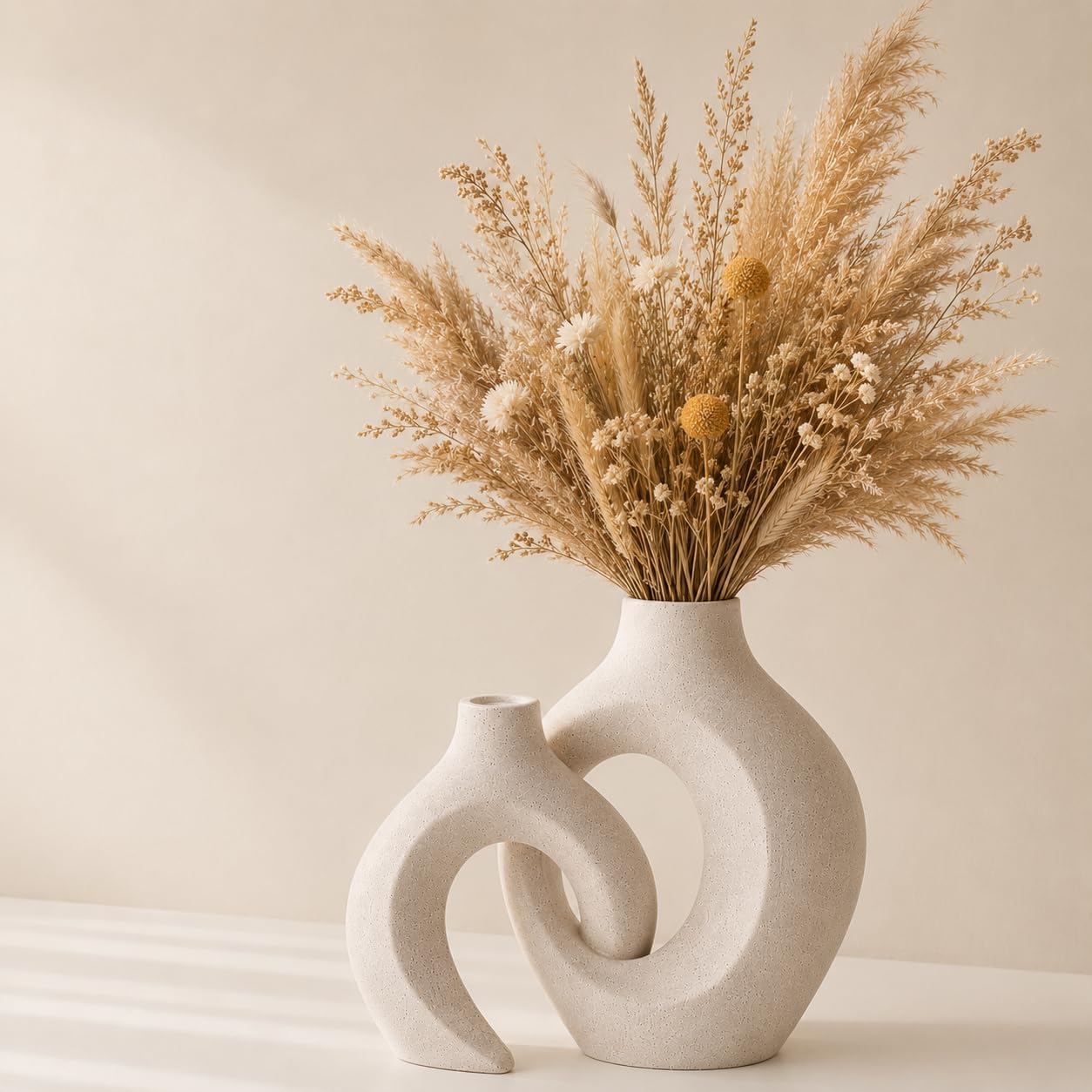 Ceramic Donut Vase / Beige / Set of 2