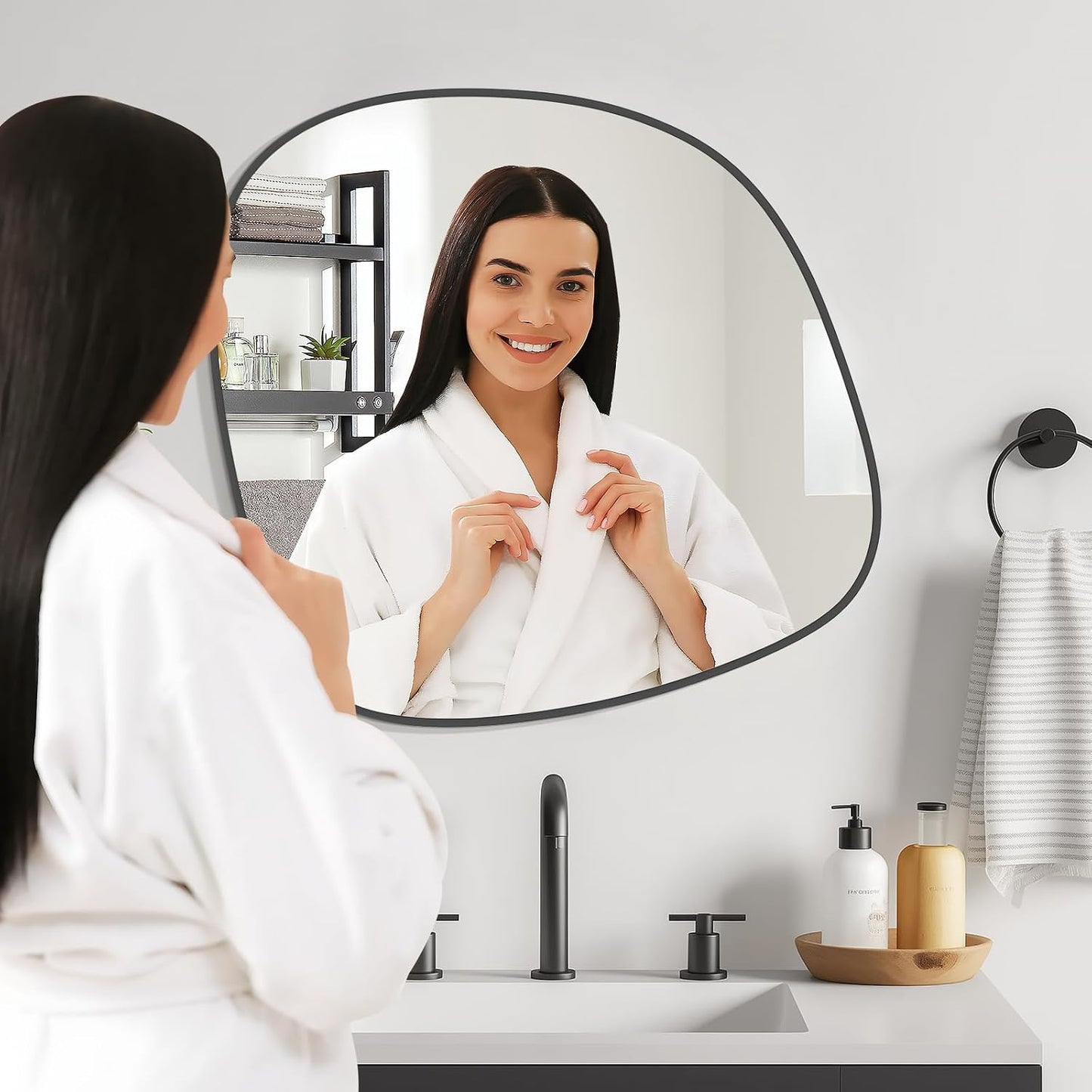 Irregular Wall Mirror / Black New / 27"L x 26"W