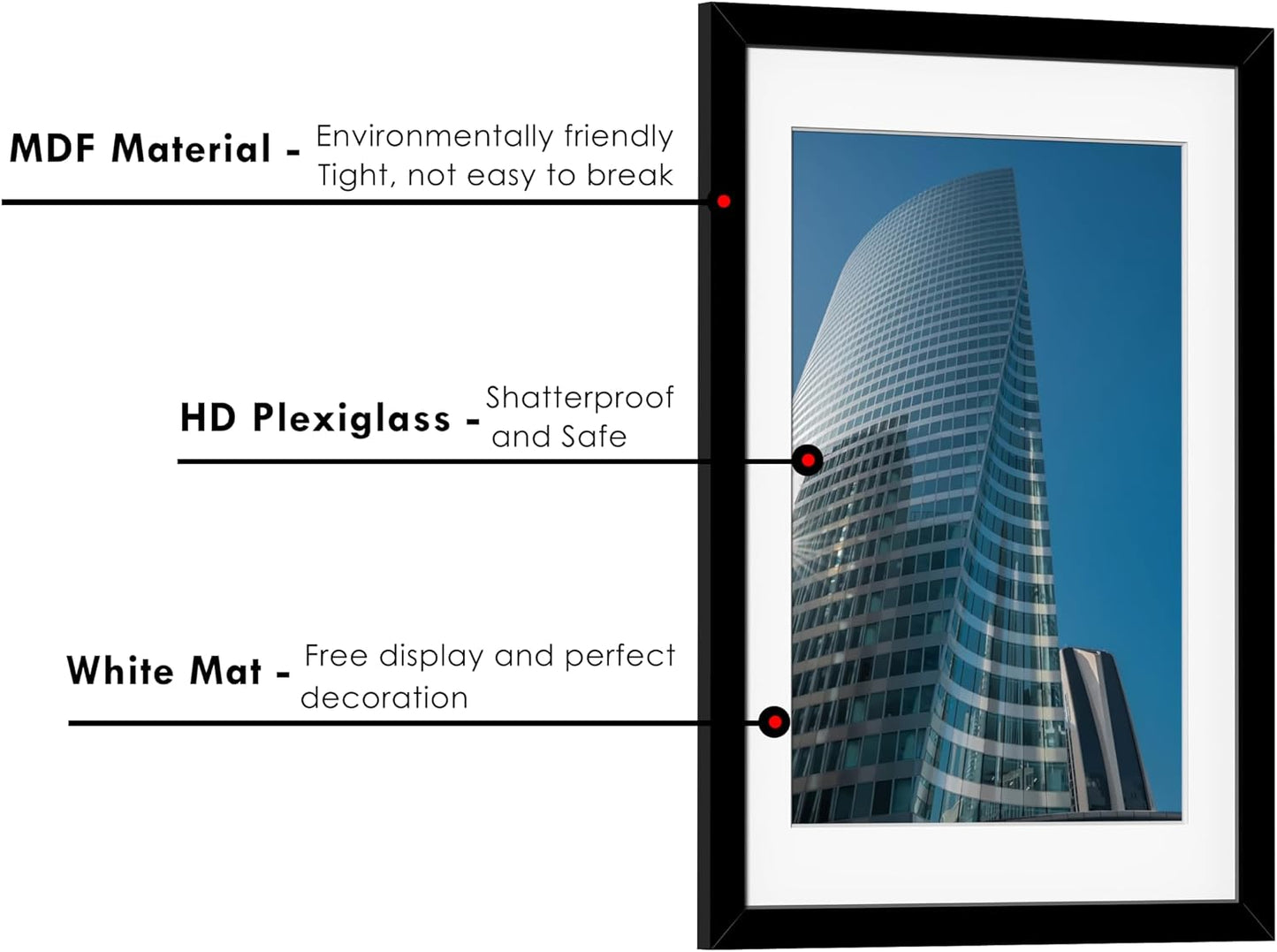 24x36 Poster Frame Set of 6, Wall Mount Display, Black | Display Pictures 20x30 with Mat or 24x36 Without Mat