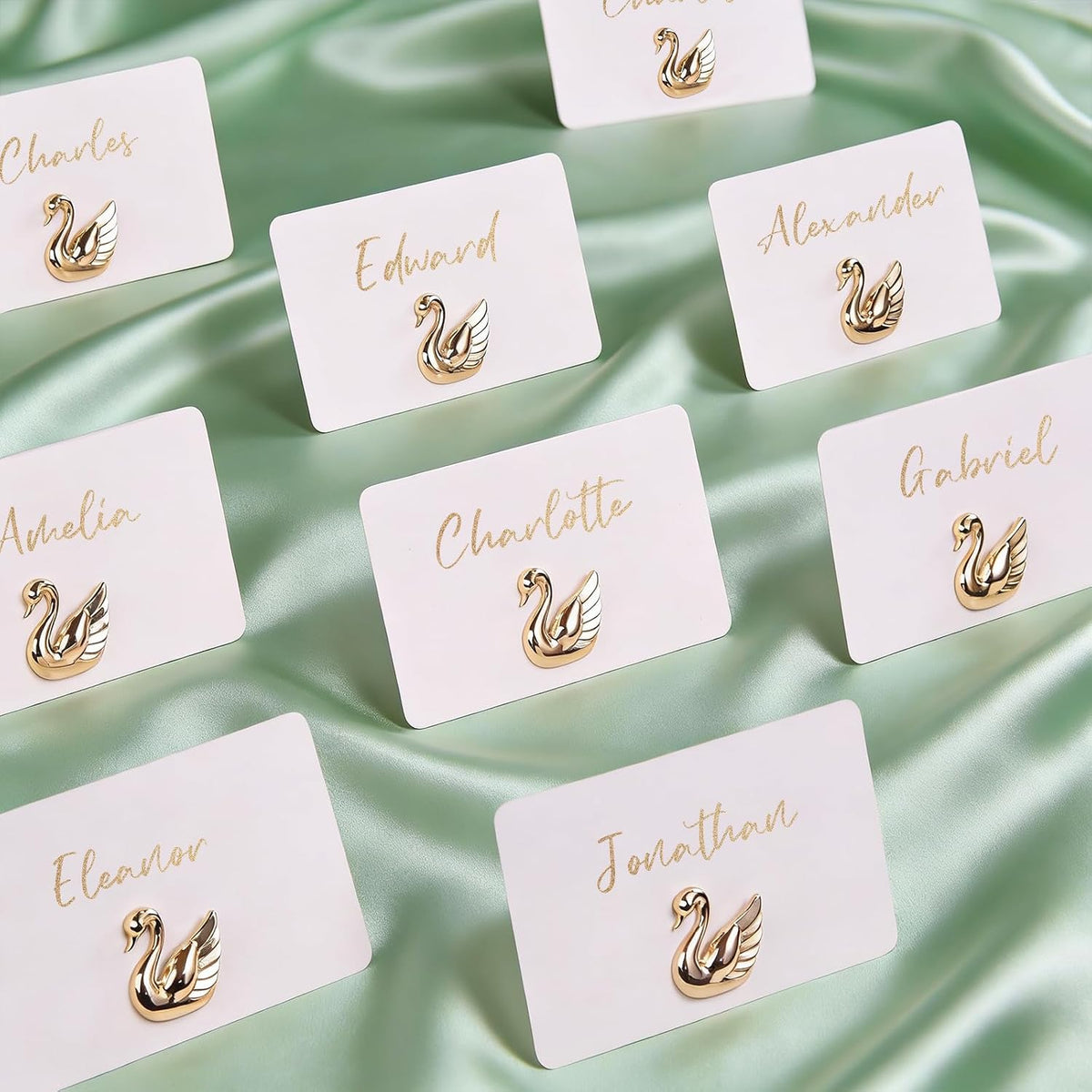 UNIQOOO 24Pcs Decorative Swan Place Card Holders Bulk, Name Card Holder, for Wedding Decor Favors, Table Setting, Name