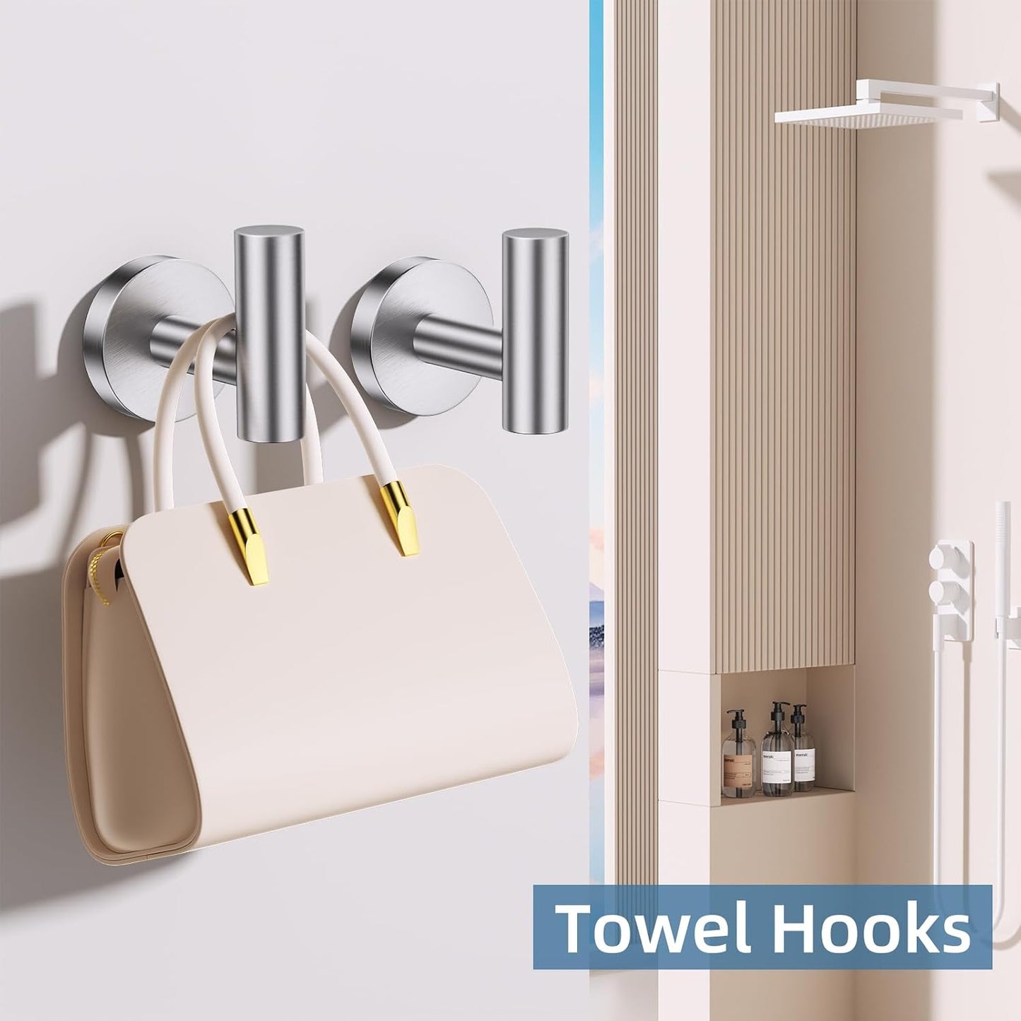 Brushed Nickel Towel Bar Bathroom Hardware Accessories Set, 10 Pieces Upgraded Toilet Paper Holder 23.6 Inch Towel Rack