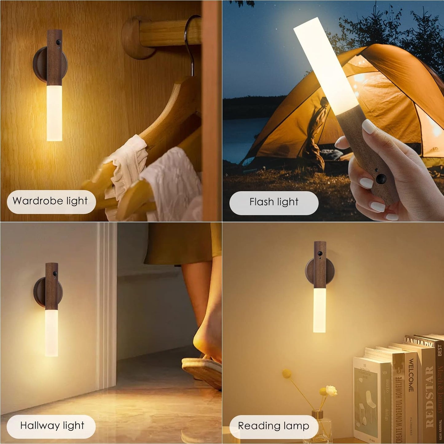 Montford Wall Sconces Set of Two Battery Operated, Motion Sensor Night Light Magnetic Wall Light Rechargeable, Peel and