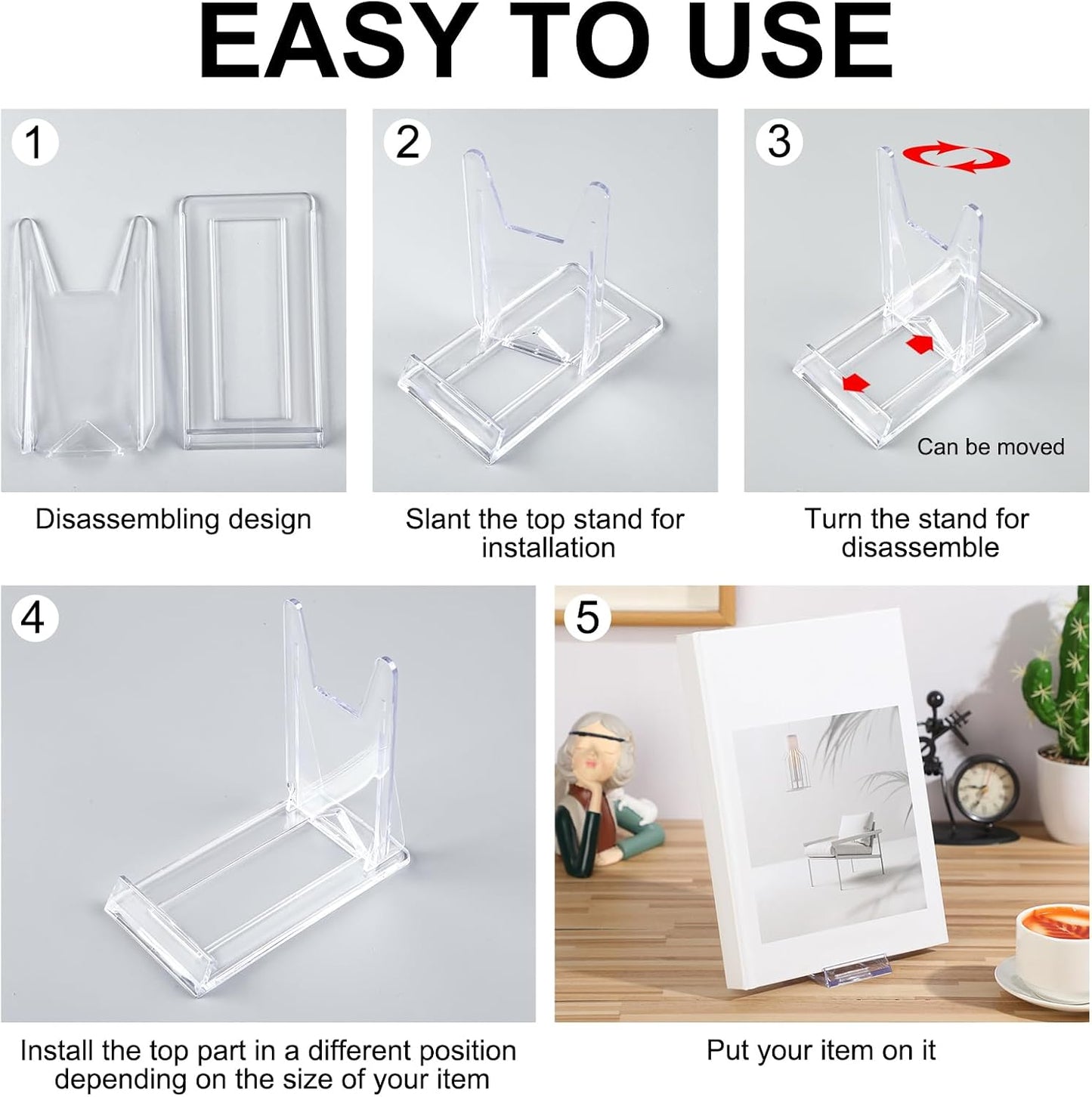 36 Pack Acrylic Book Stand for Display Adjustable, 4.2in H | Clear Display Holder Easel Collector Stand for Home
