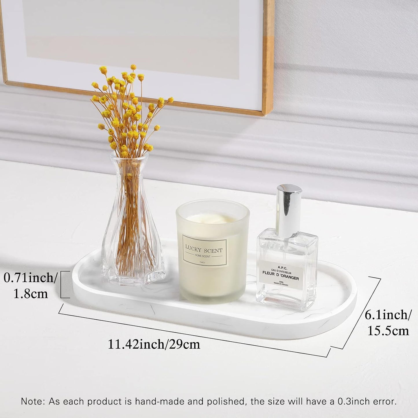 Bathroom Vanity Tray / G - Marble White / Medium