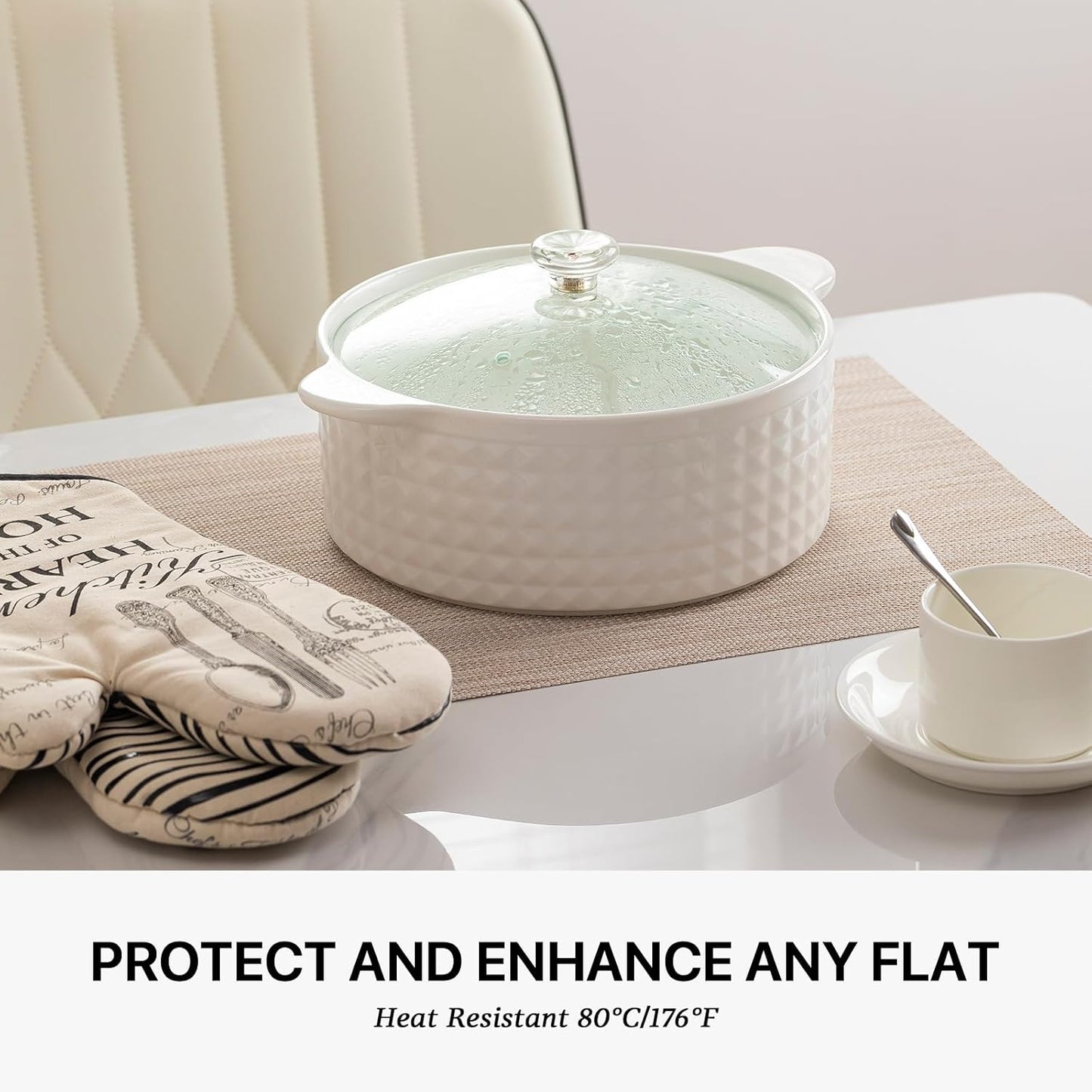 LEXMORE Placemats Set of 12 Vinyl/Plastic Woven Place Mats for Kitchen Table Indoor/Outdoor Washable Placemat Wipeable