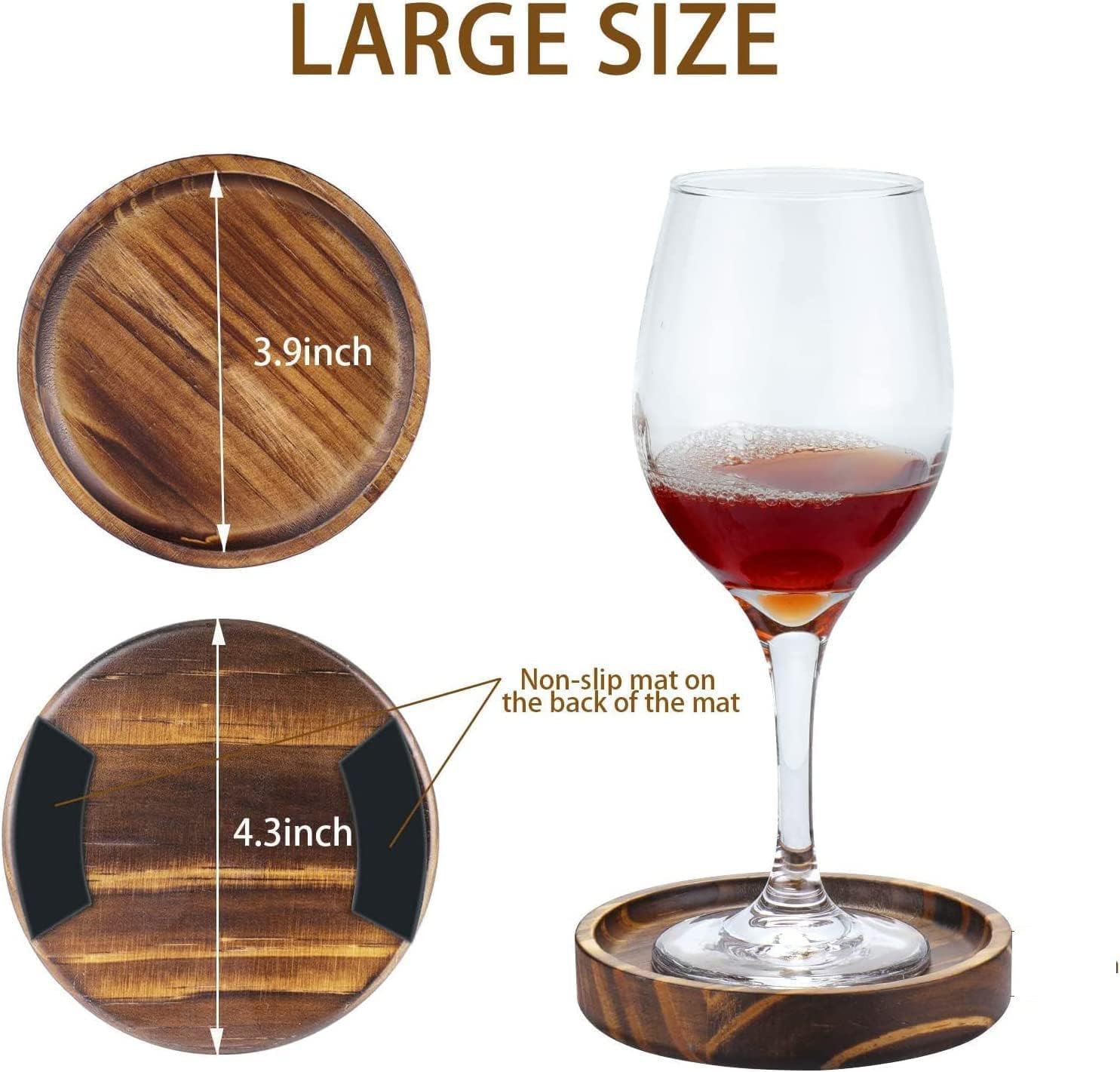 Holder / Wooden Coasters for Drink-Acacia Wood Drink Coasters Set / 4.3 x 4.3 / Set of 6