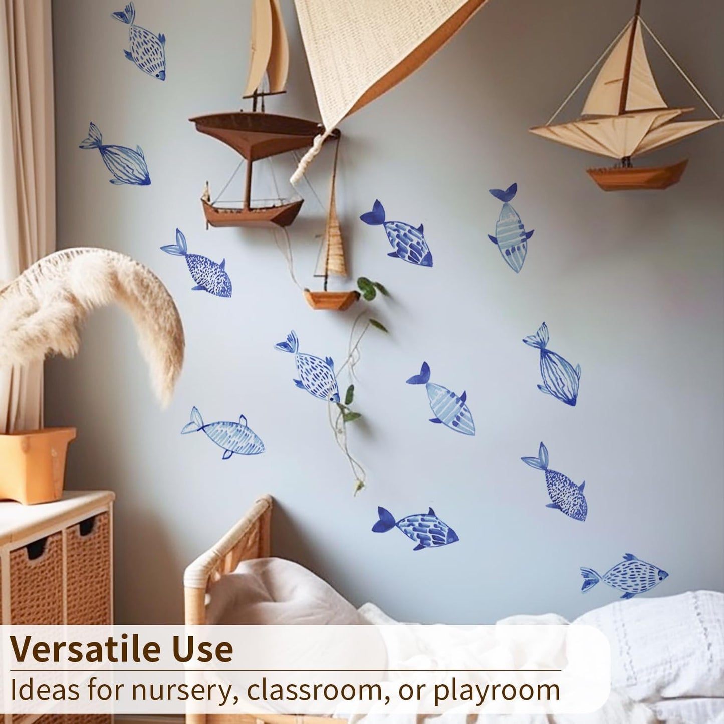 Under The Sea Wall Decals Peel and Stick / Blue Fish