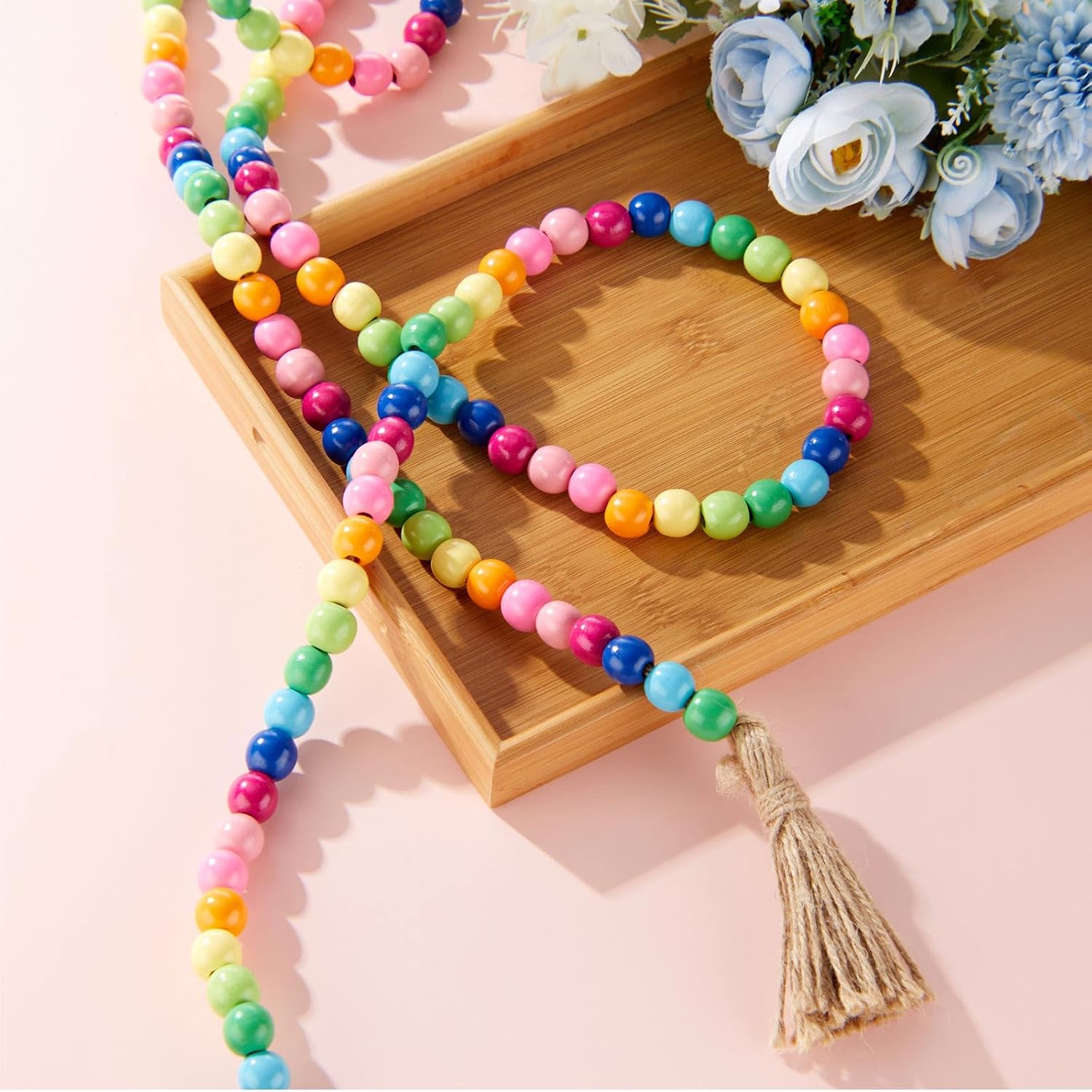 Wooden Bead Garland / Rainbow Color