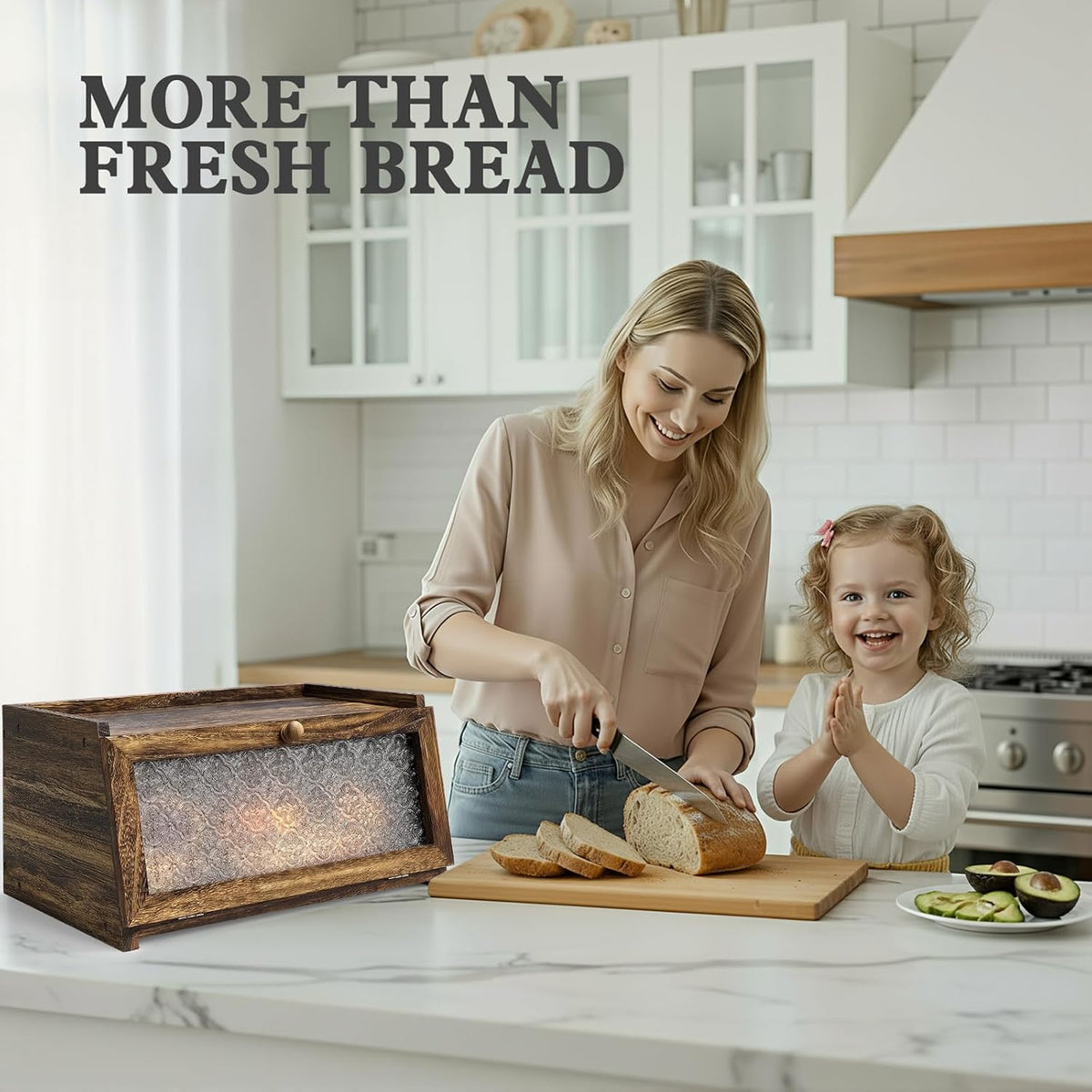 LOHASOK Bread Box for Kitchen Countertop,Charred Crabapple | Large, Farmhouse Bread Container Holder Storage, Acrylic