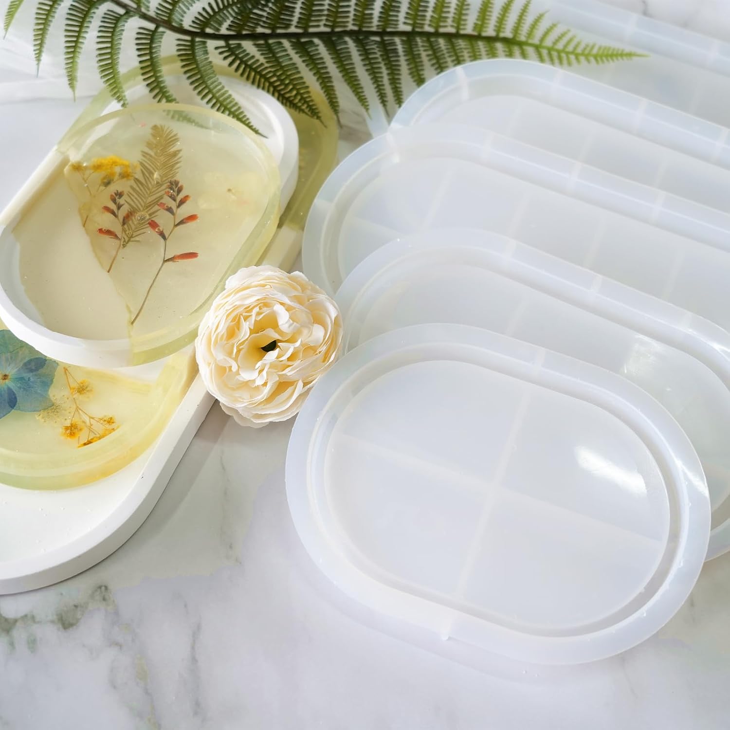 Jewelry Holder / 5.7'' Oval Tray Molds for Epoxy Resin / Oval Tray Resin Molds / Set of 5