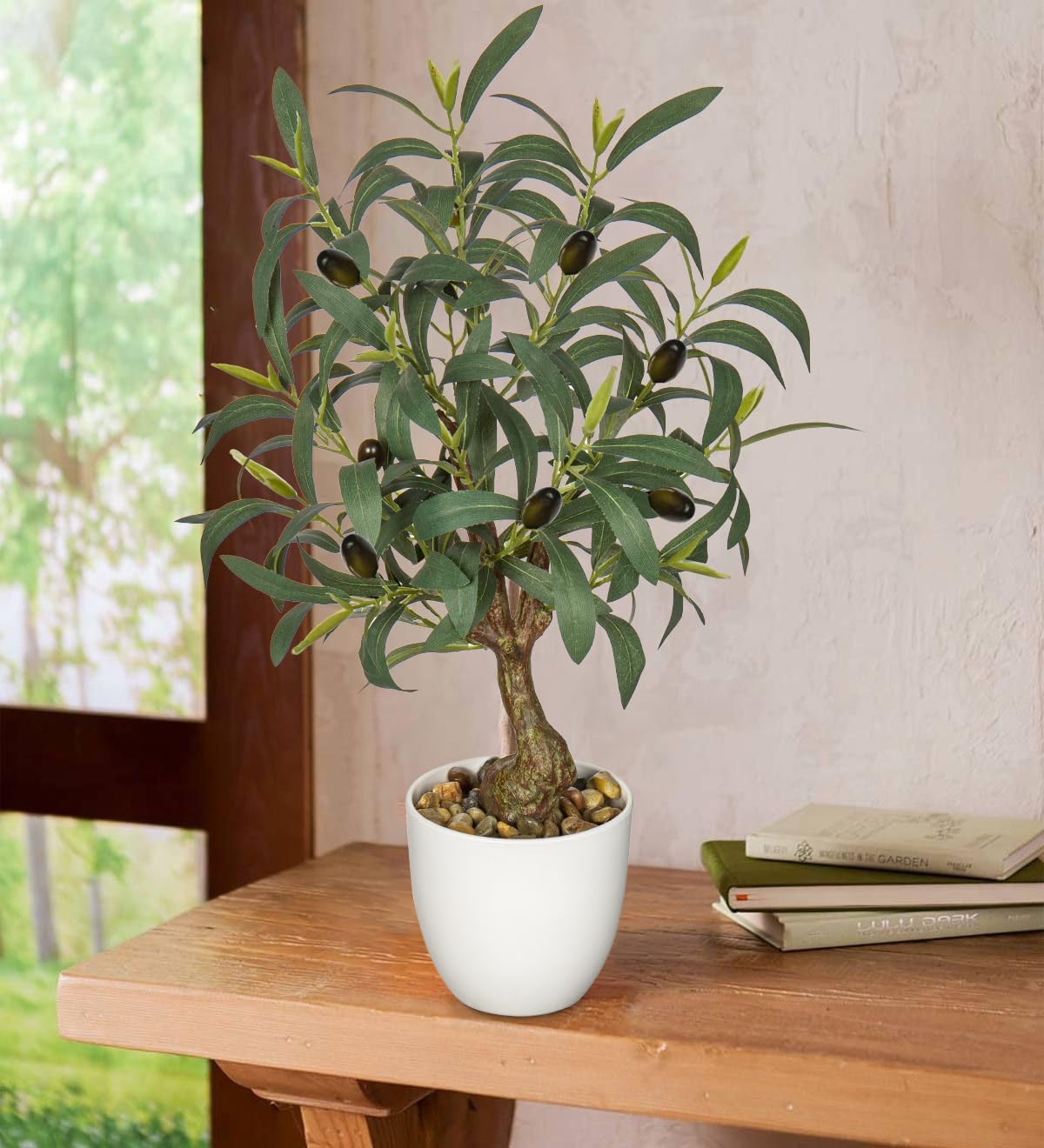 Olive Trees Artificial Indoor Fake Olive Tree Pot Faux Olive / Olive Plants / White / 18 Inch