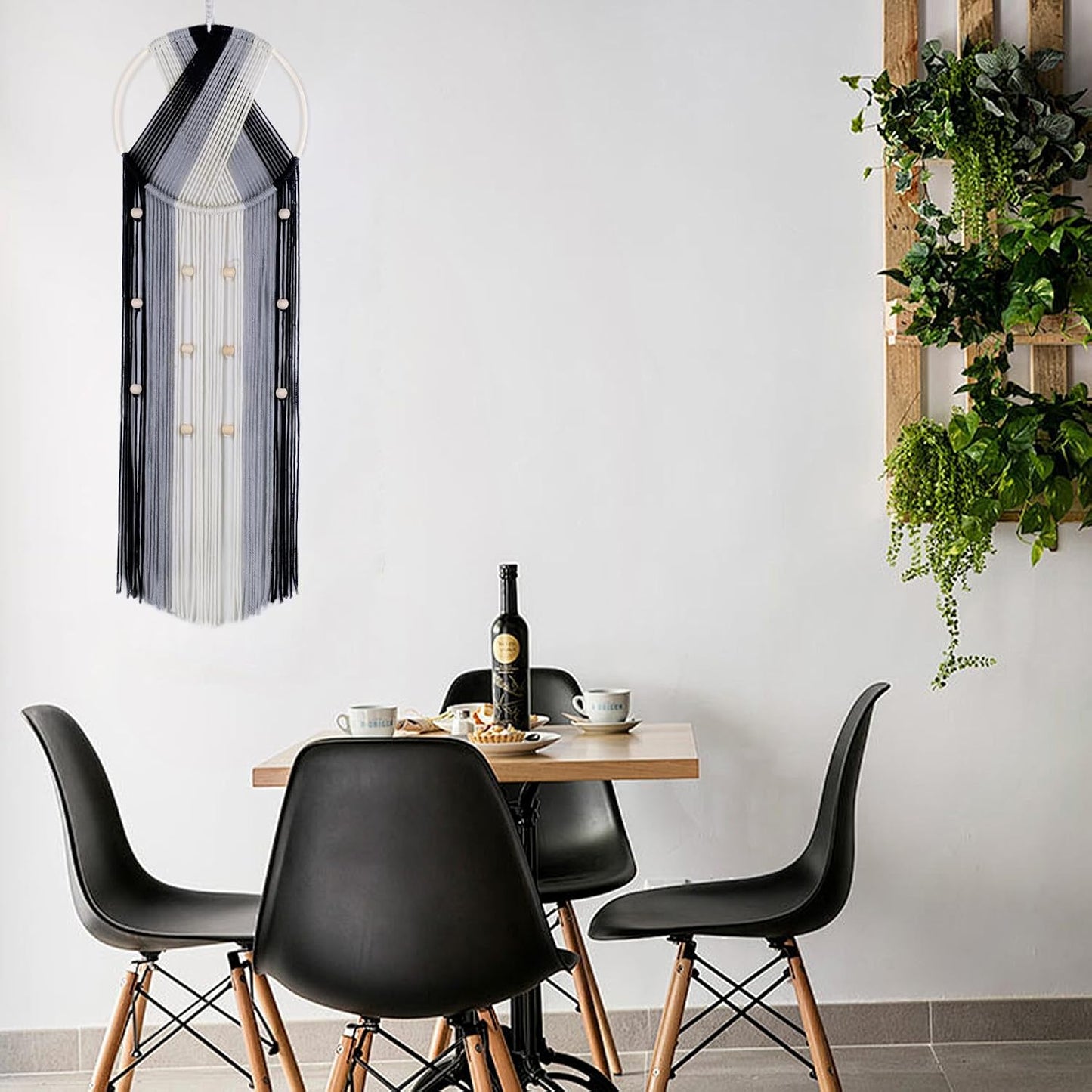 Bohemian Macrame Wall Hanging / Black and Grey