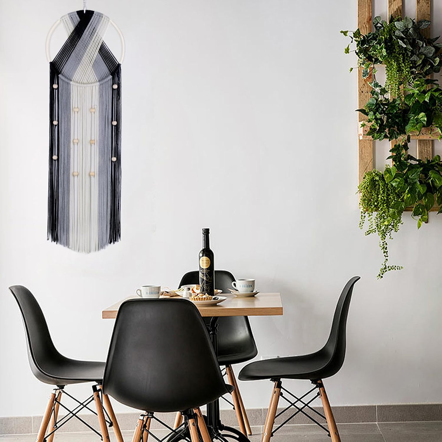 Bohemian Macrame Wall Hanging / Black and Grey