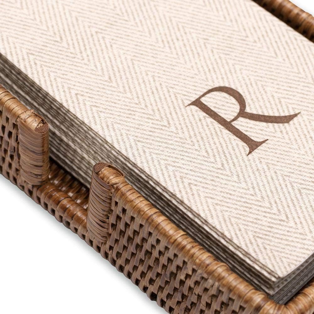 Rattan Napkin Holder in Dark Brown / Guest Towel / Natural