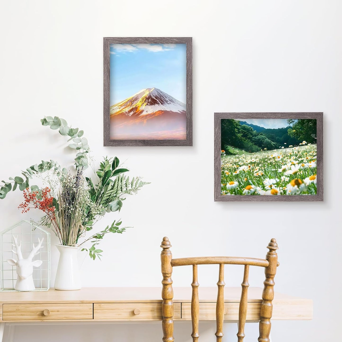 Muzilife 8x10 Shadow Box 3D Picture Frames, Glass, 3 Pack, Texture Gray | FSC-Certified MDF | With Stand | Tabletop or
