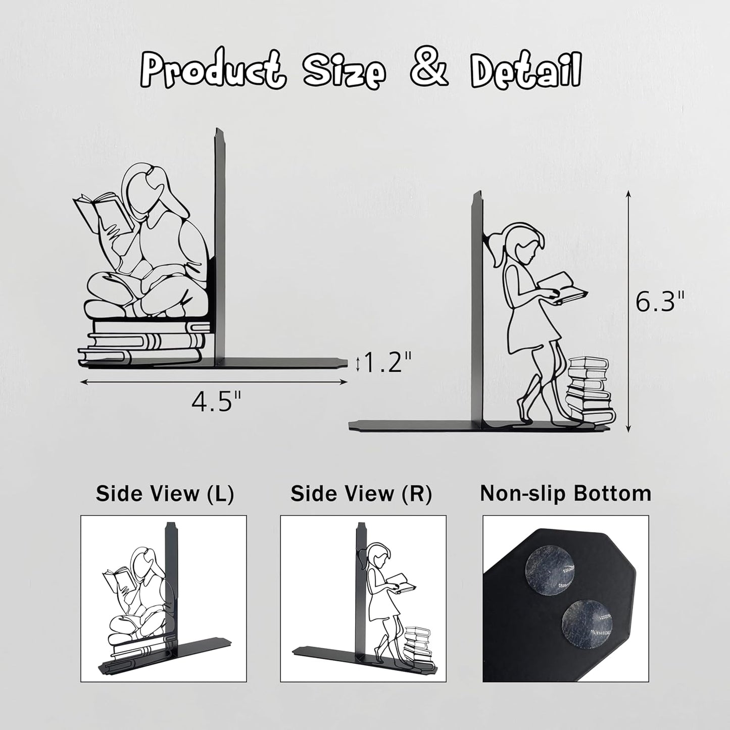 Durable Metal Book Holders / Black / 6.3 x 4.5 x 1.2