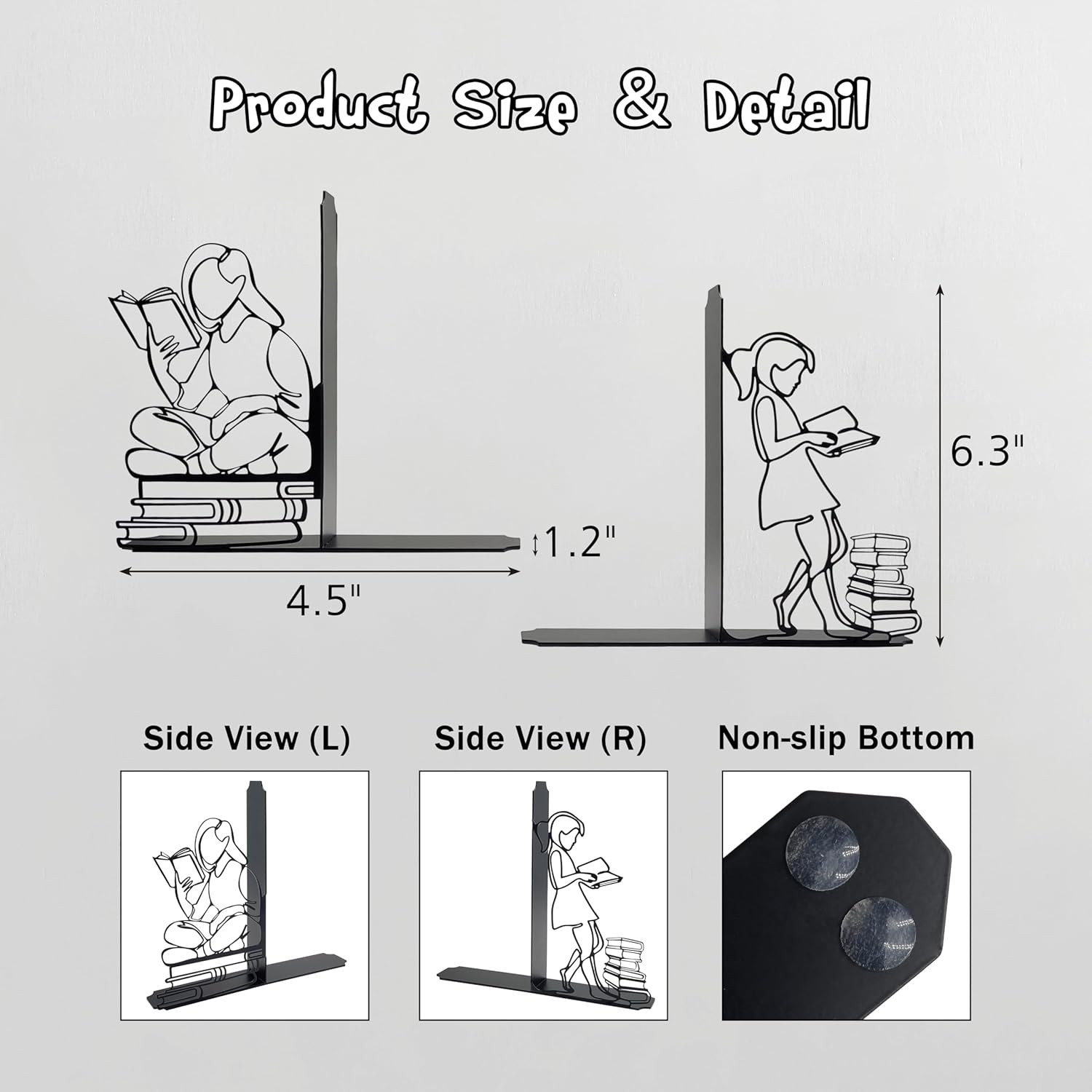 Durable Metal Book Holders / Black / 6.3 x 4.5 x 1.2