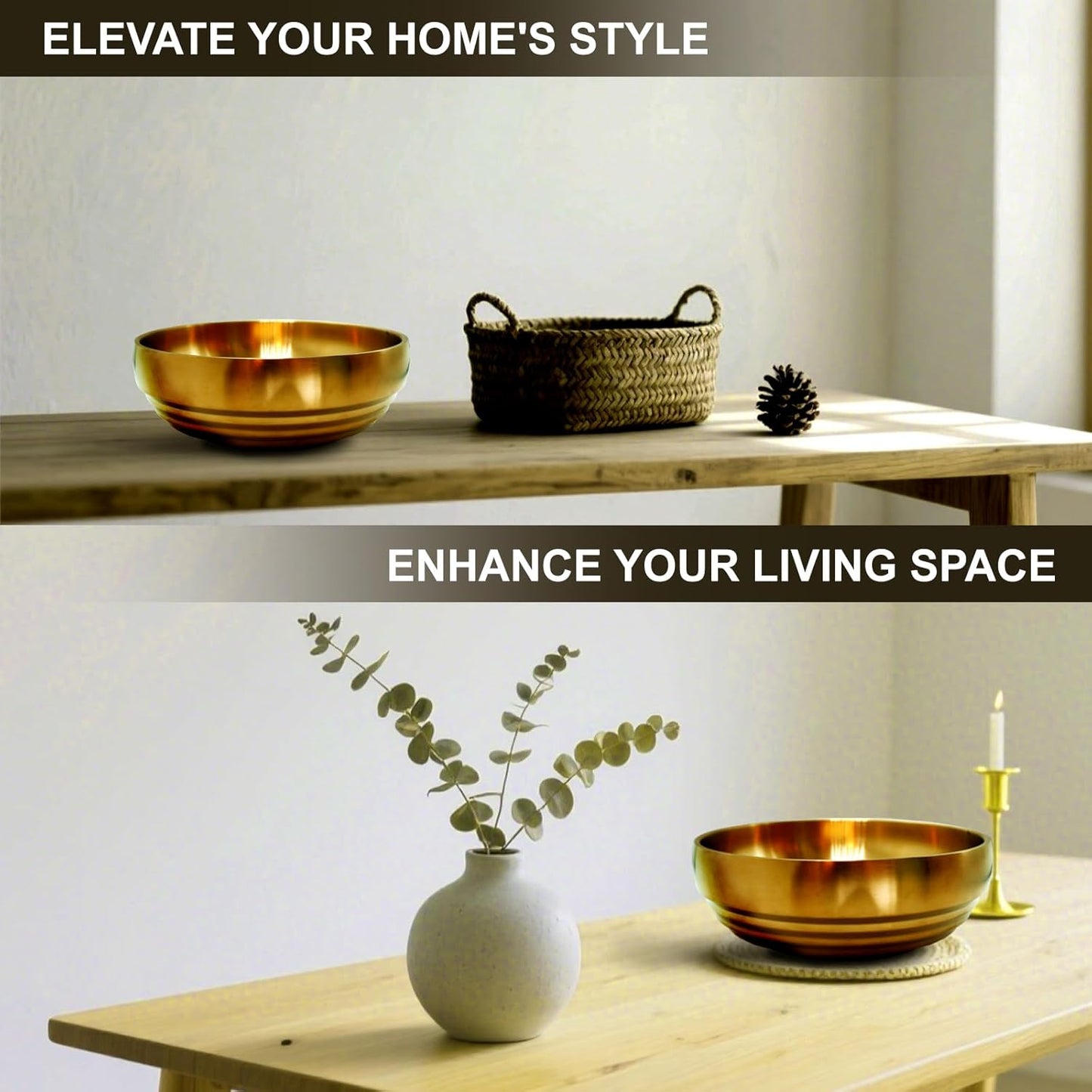 Modern Fruit Bowl / Gold / 7.4 Inch
