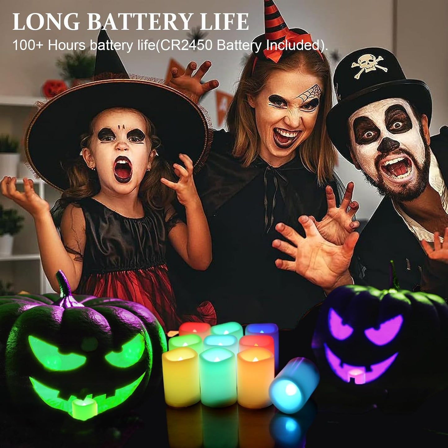 SWEETIME Colored Flameless Votive Candles with Timer-Color Changing Led Tea Light,Battery Operated RGB Votive