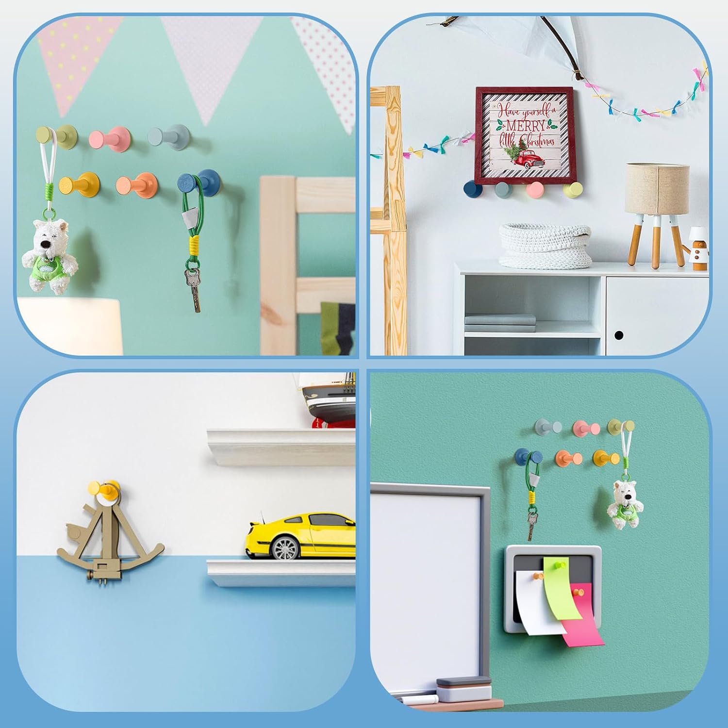 Wall Coat Hooks Colorful Wood Adhesive Coat Hanger Shape Nordic / Bohemia / Pushpin / Set of 6