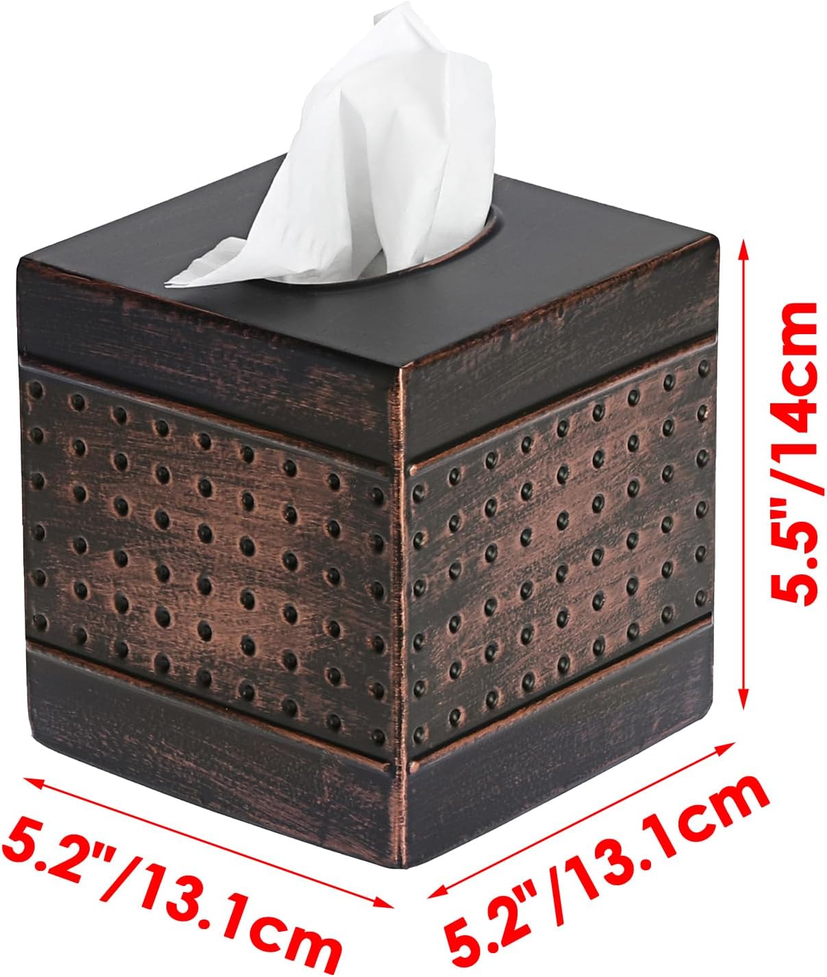 Tissue Box Cover Sturdy Galvanized Iron Square Tissue Box / Bronze