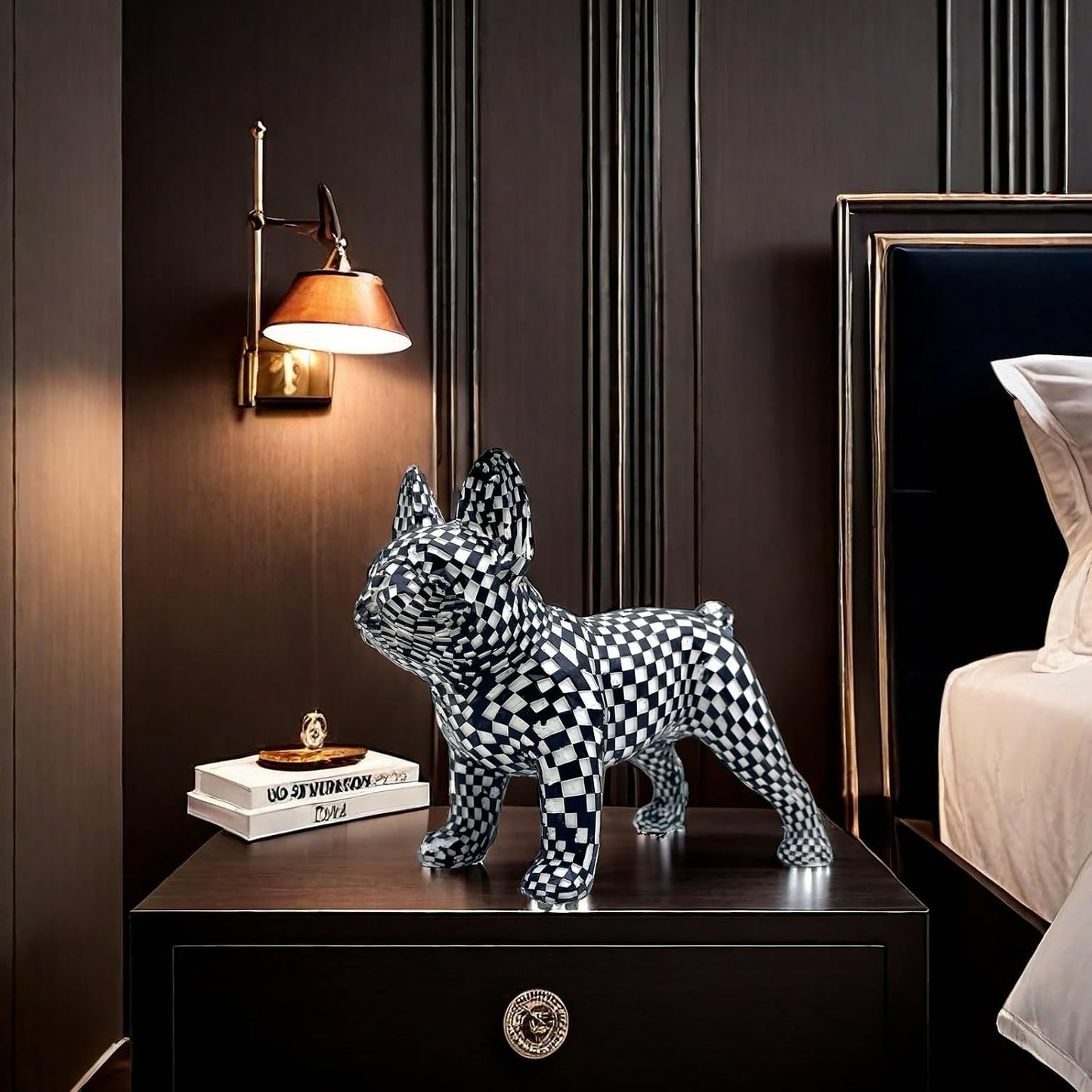 Art Abstract French Bulldog Statue Dog Figurines Sculpture Collectibles Home Office Desktop Decor