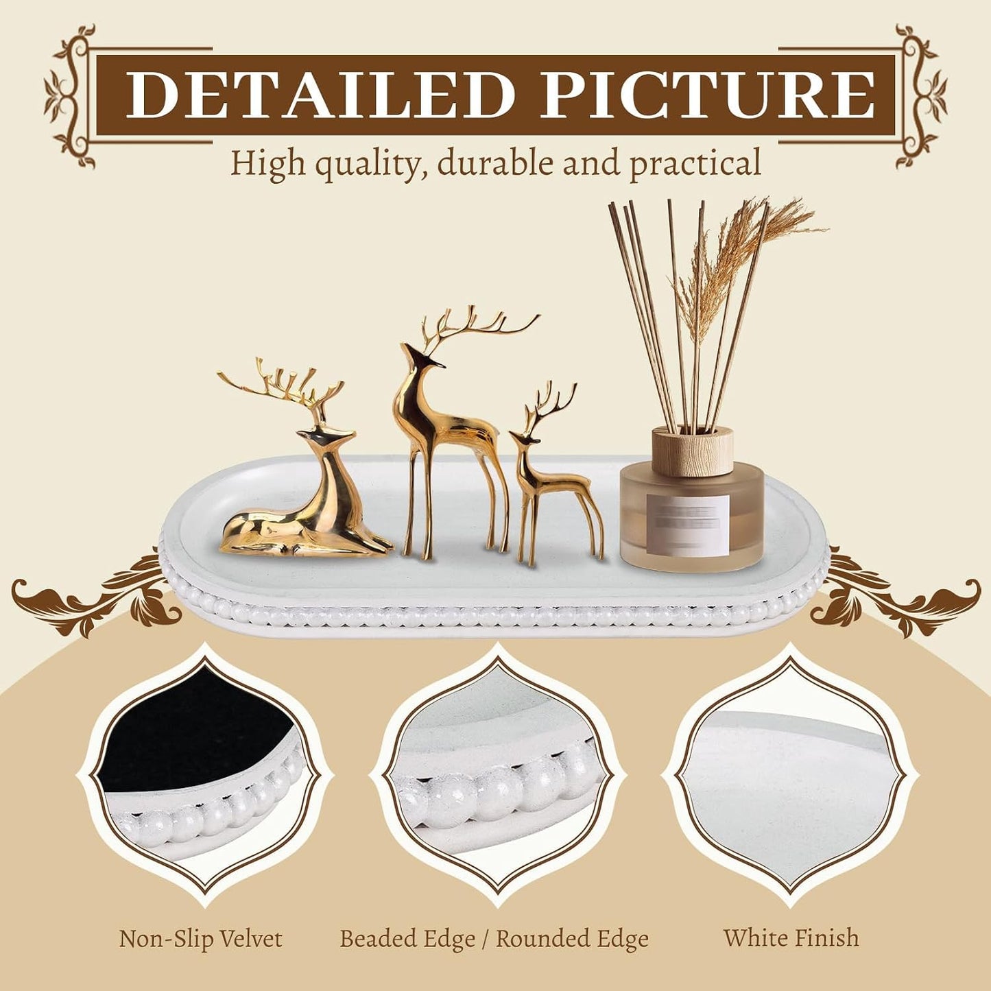 Rustic Decorative Tray / 12 x 4.7 x 1 / White