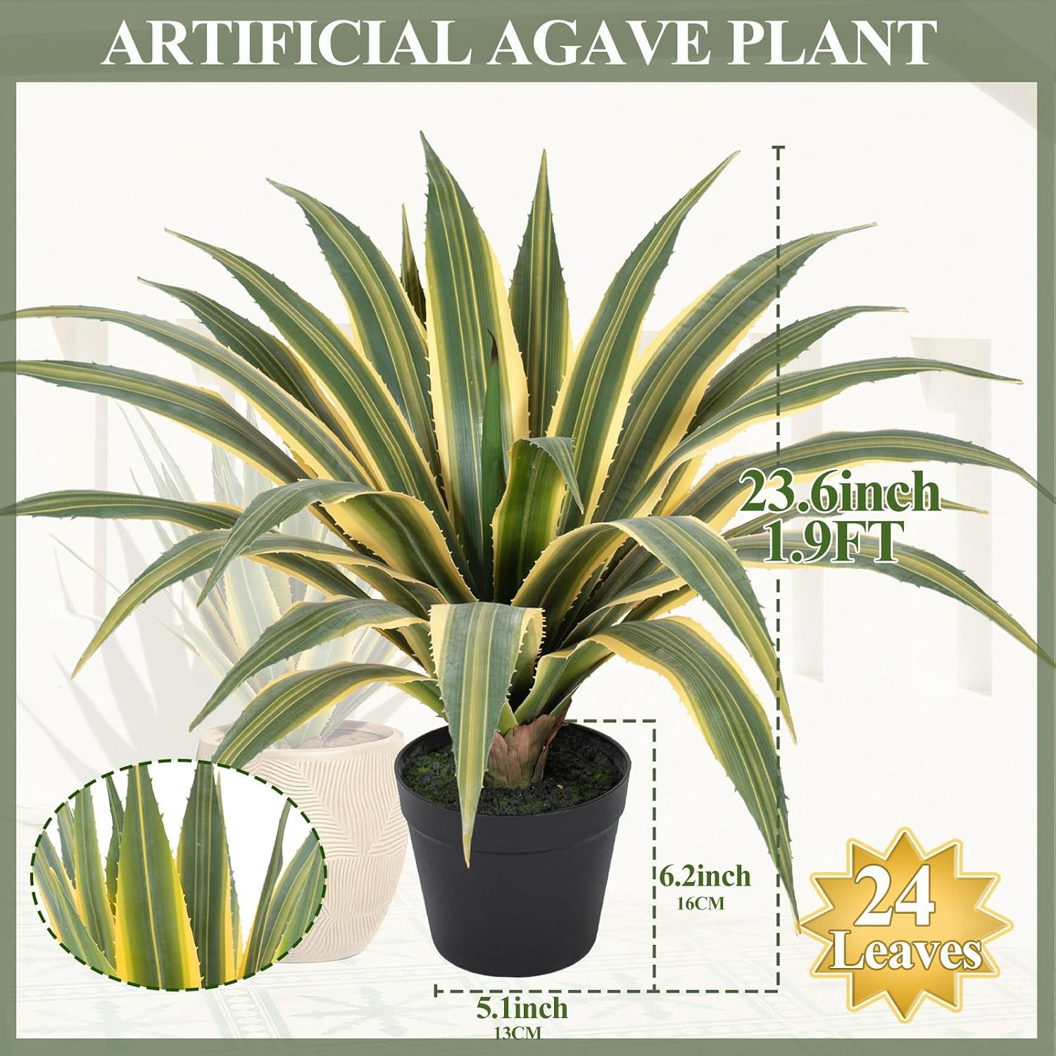 Artificial Agave Plants Outdoor / Set of 24