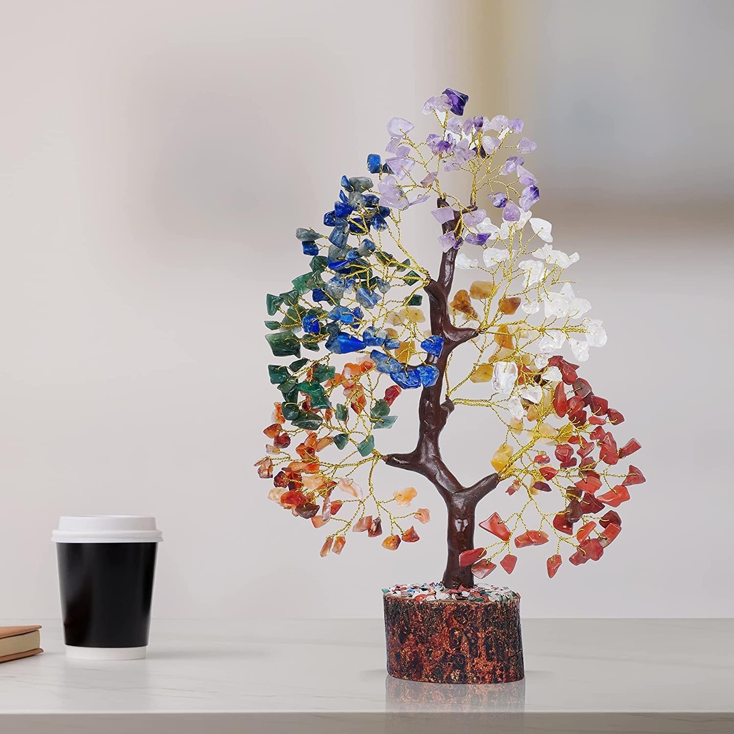 7 Chakra Tree of Life / 10in / Seven Chakra Golden Wire
