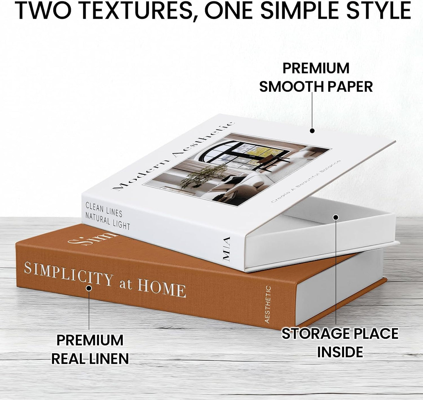 Faux Book Photo / Modern Brown / Set of 2