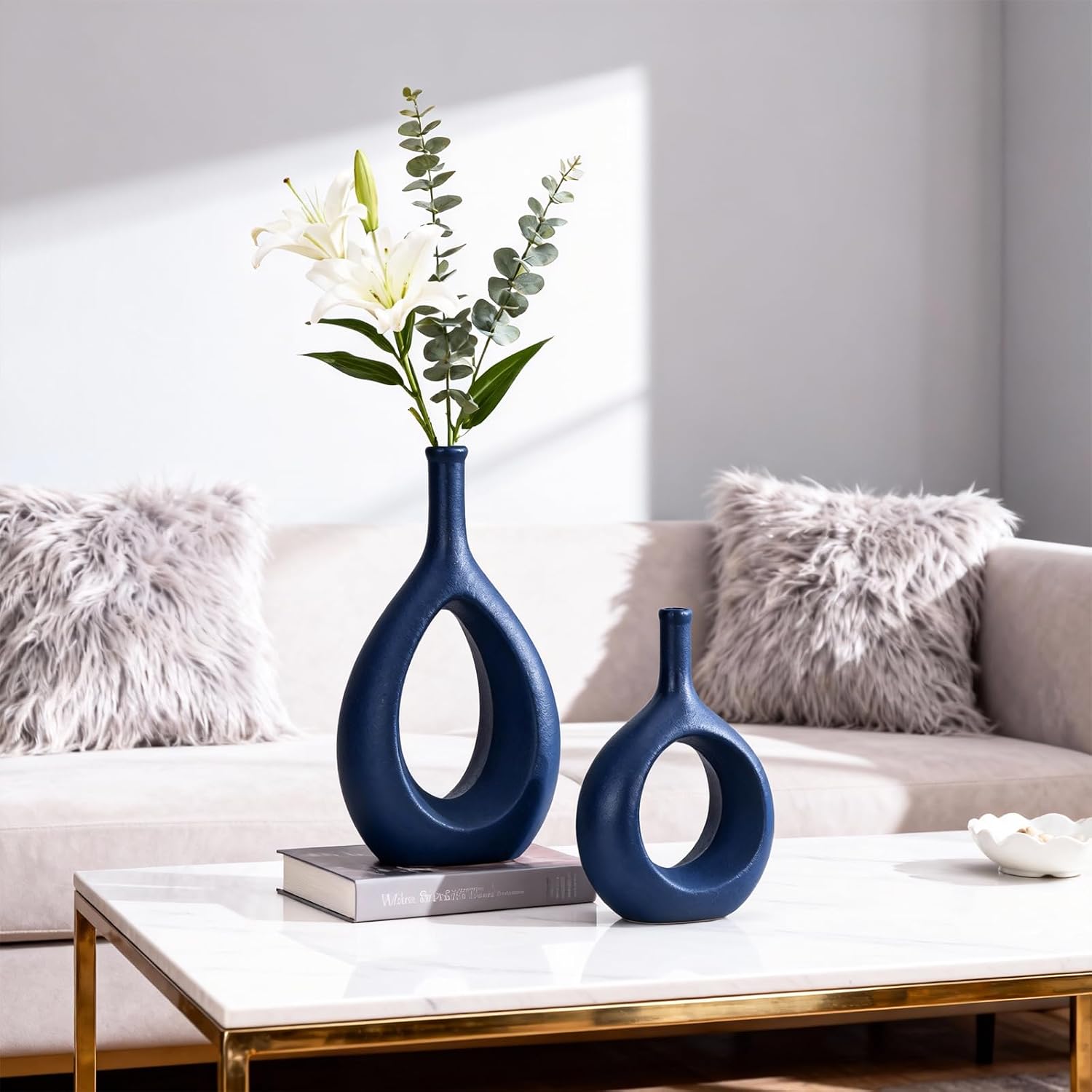 Boho Circle Vase / Navy Blue / Set of 2