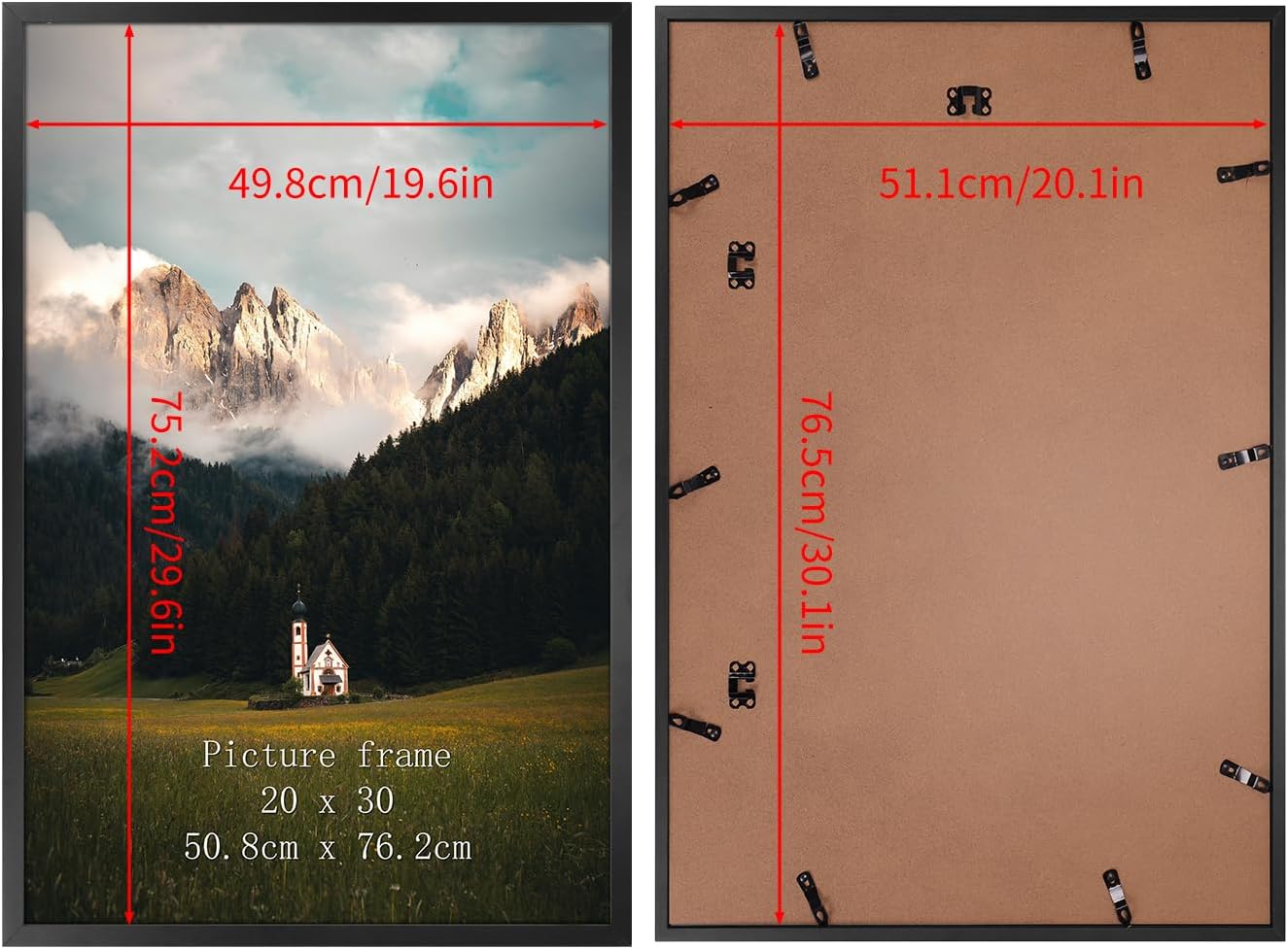 Giftgarden 20x30 Poster Picture Frame Black, Textured Metal Frame 30x20 for Wall Display, Single