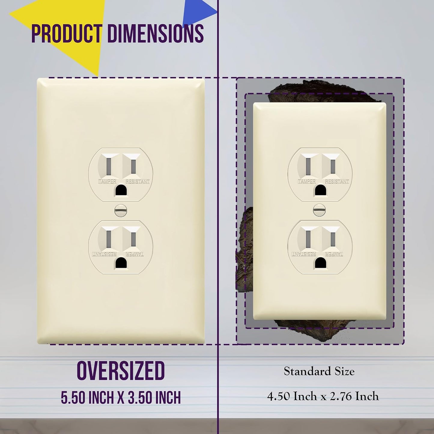 ENERLITES Duplex Receptacle Outlet Wall Plate, Jumbo Electrical Outlet Covers, Gloss Finish, Oversized 1-Gang 5.51" x