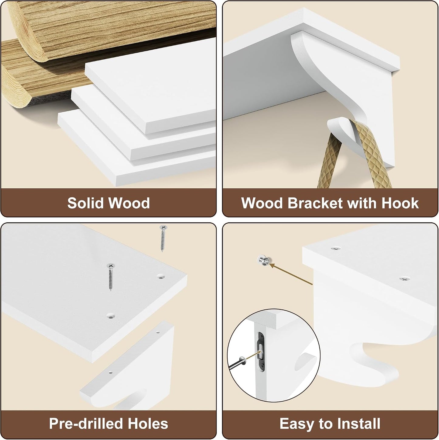 Wood Wall Shelves / White / 17 Inch / Set of 3