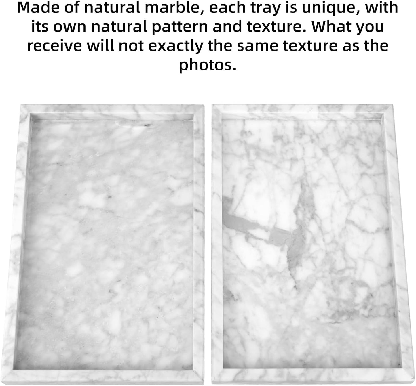 Marble Bathroom Vanity Tray / Carrara White / 12 x 8 x 1.2