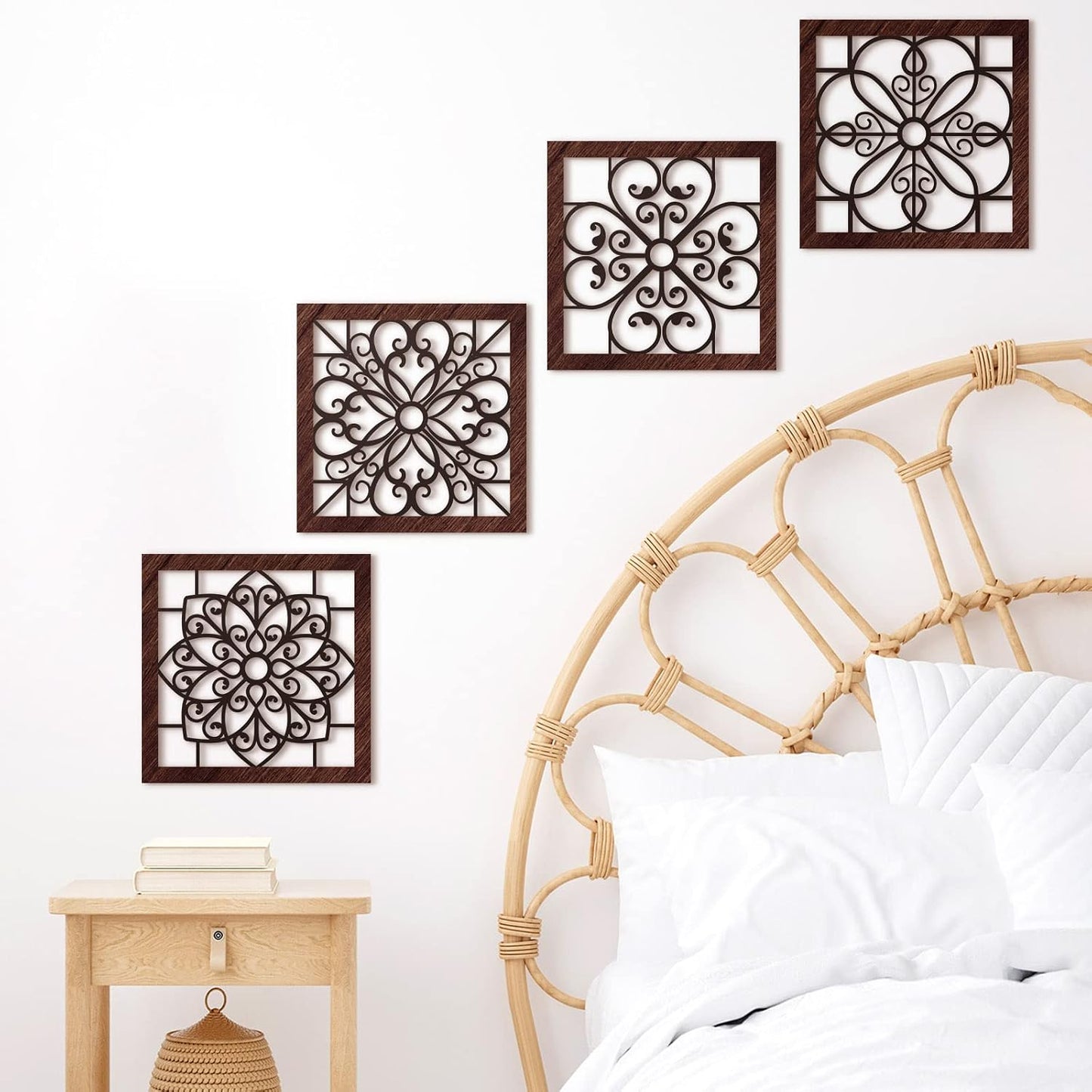 4 Piece Thicken Rustic Wall Decor / Black