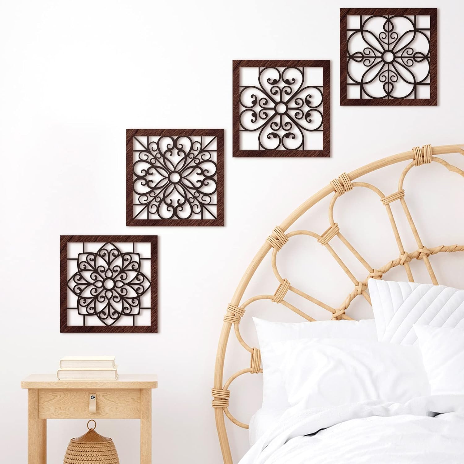 4 Piece Thicken Rustic Wall Decor / Black