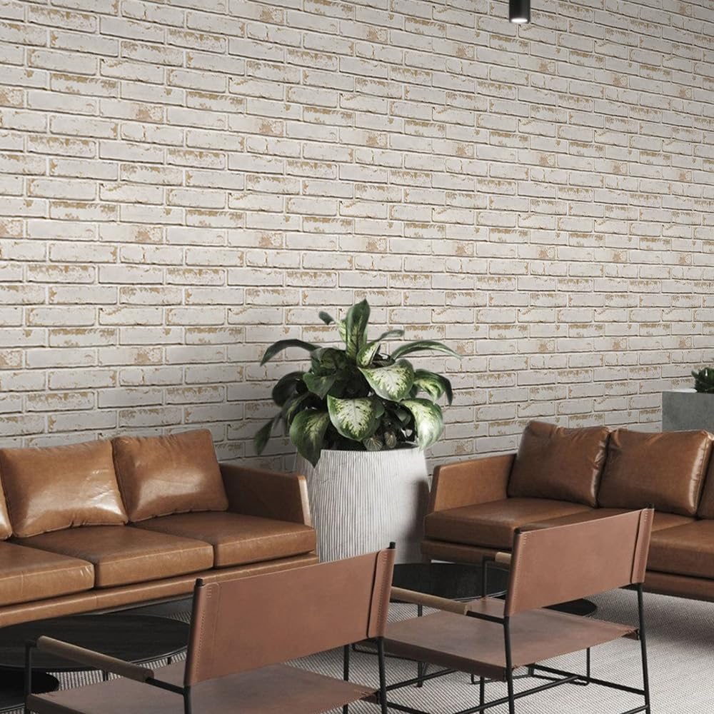 Commomy 3D Faux Brick Wall Panels - 10pcs 15.74" x 11.8" | Thin UrltraLight PVC Peel and Stick Brick Wall Covering for