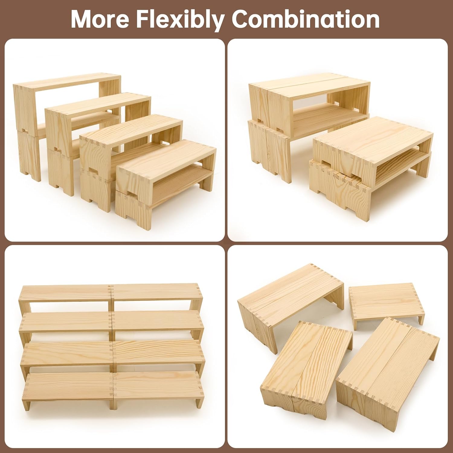 Yikaroeli 2 Set Large Wood Display Risers Display Stands Wooden Cupcake Stand Dessert Food Buffet Risers for Vendor