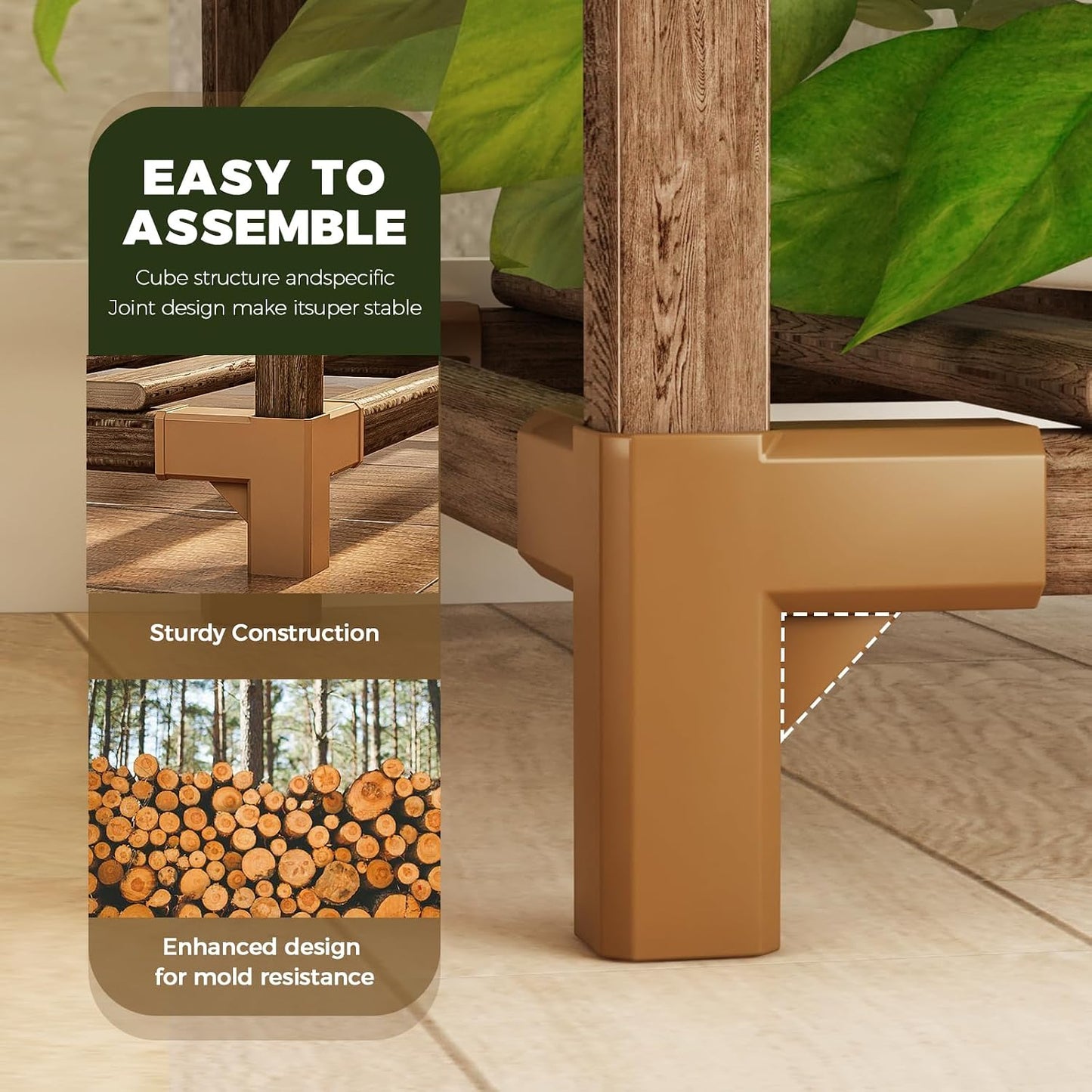 Bamworld Tall Plant Stand Indoor Wood Plant Shelf Outdoor Tiered Plant Rack | for Multiple Plants 4 Tiers 10 Pots