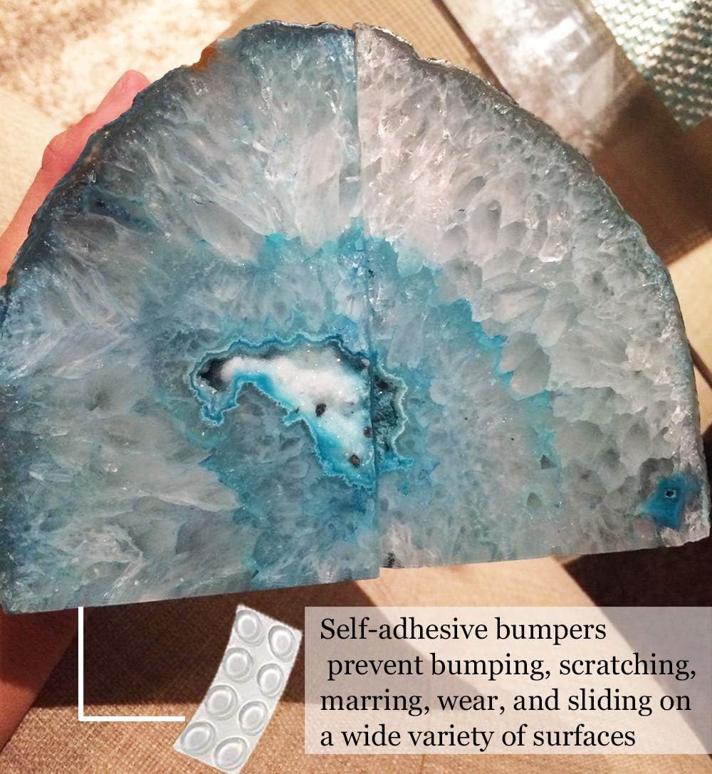 Large Agate Geode Bookends Heavy Duty Stone Book Ends Decorative Bookend Holder / Dyed Teal / 4-6LBS